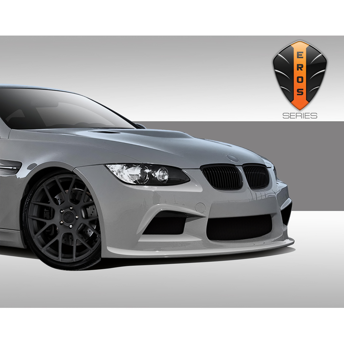 Modify your BMW M3 2008 with our Exterior/Front Bumpers - The image shows a front three quarter view of car