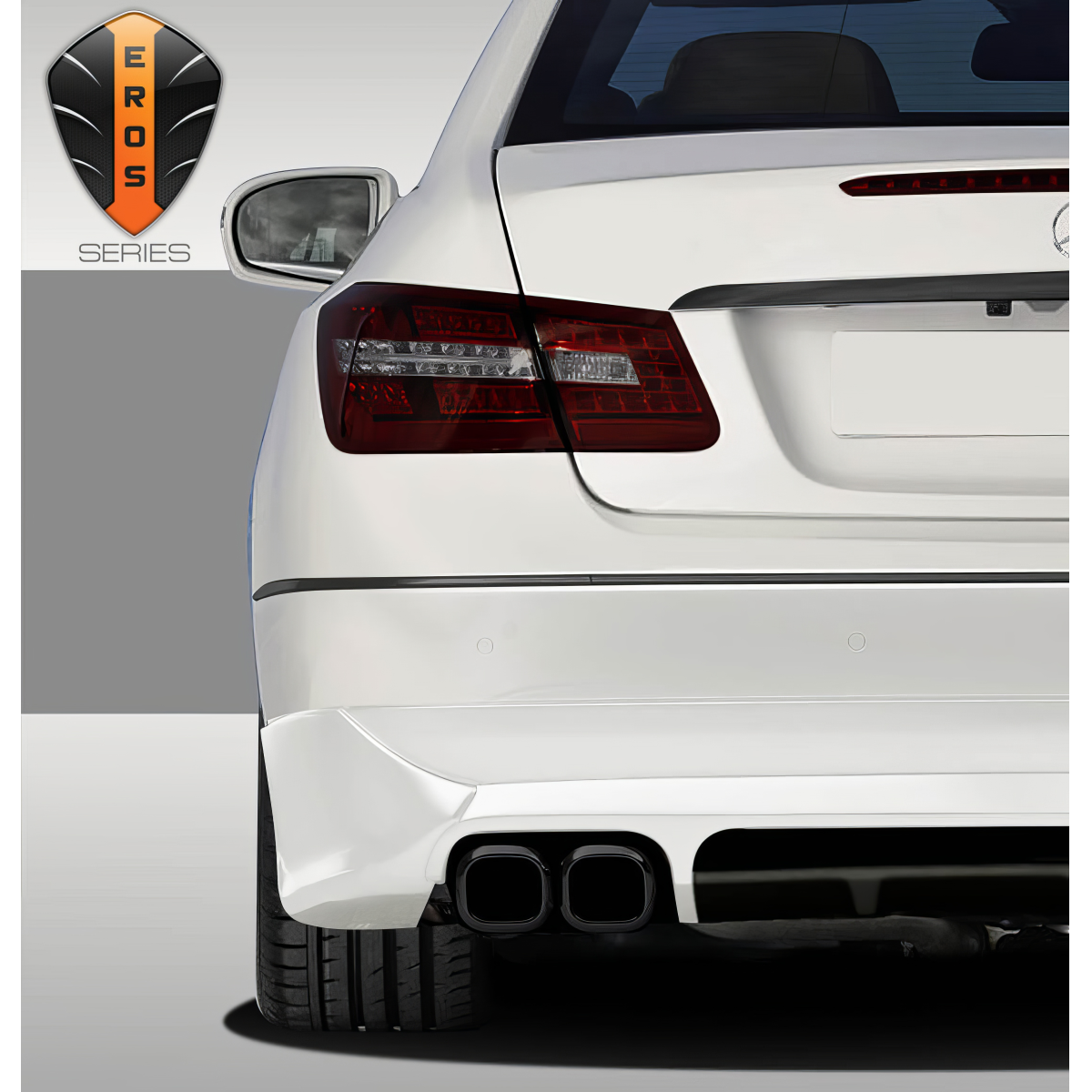 Modify your Mercedes-Benz E-Class 2010 with our Exterior/Rear Bumpers or Lips - Rear view at a slight angle from the side