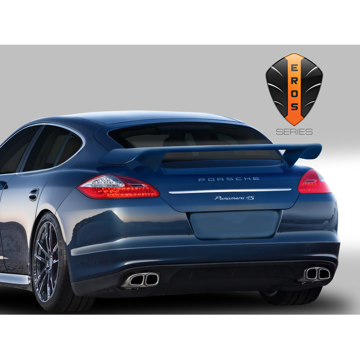 Modify your Porsche Panamera 2010 with our Exterior/Wings - Rear angle view of Porsche Panamera trunk spoiler