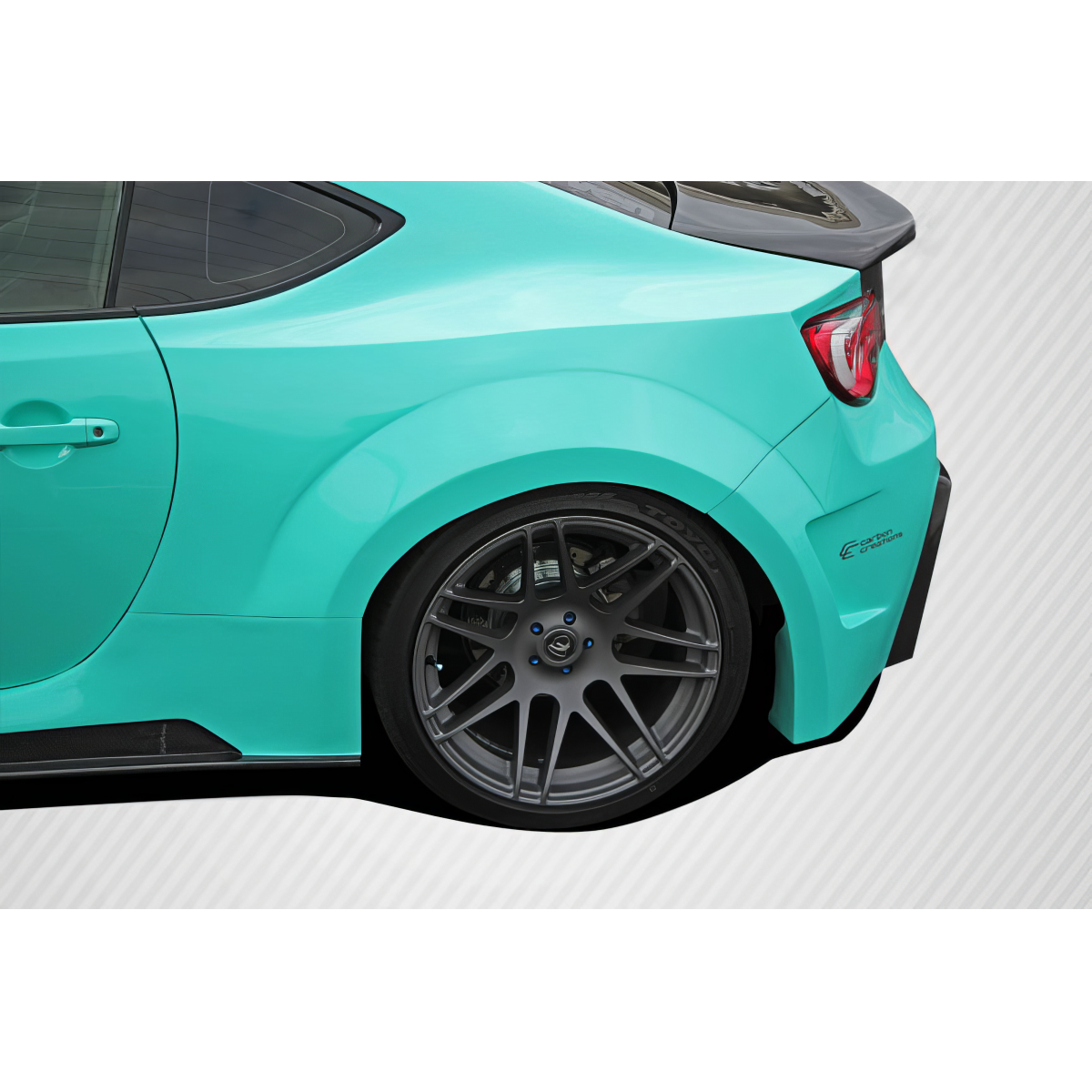 Modify your Subaru BRZ 2013 with our Exterior/Fenders - Side angle showcasing rear fender and wheel