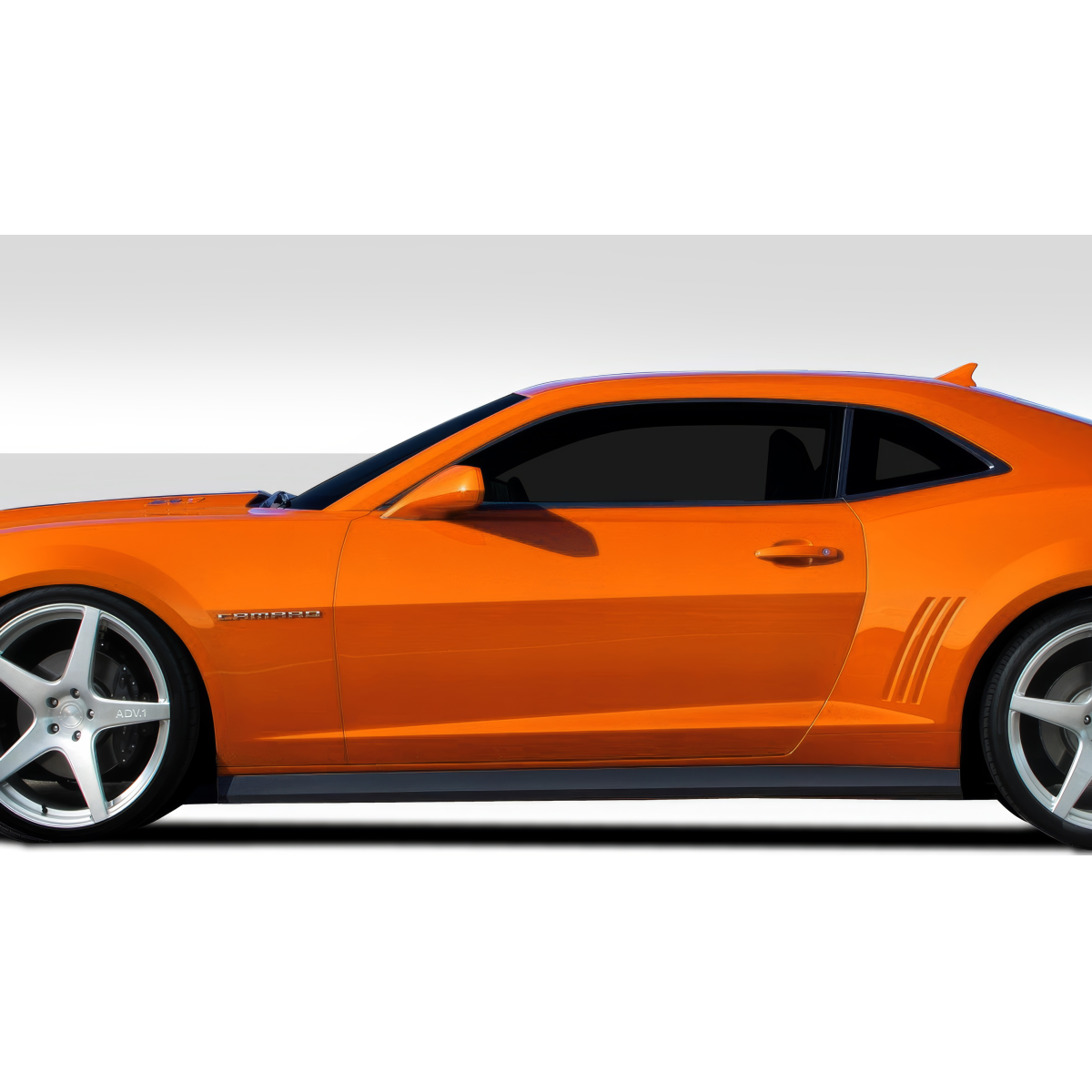 Modify your Chevrolet Camaro 2010 with our Exterior/Complete Body Kits - Side angle view of Chevrolet Camaro in bright orange