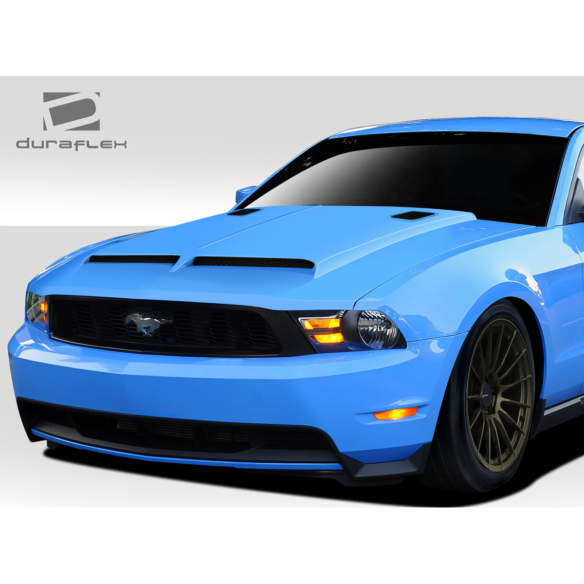 Modify your Ford Mustang 2010 with our Exterior/Hoods - Front angle view of the vehicle's hood