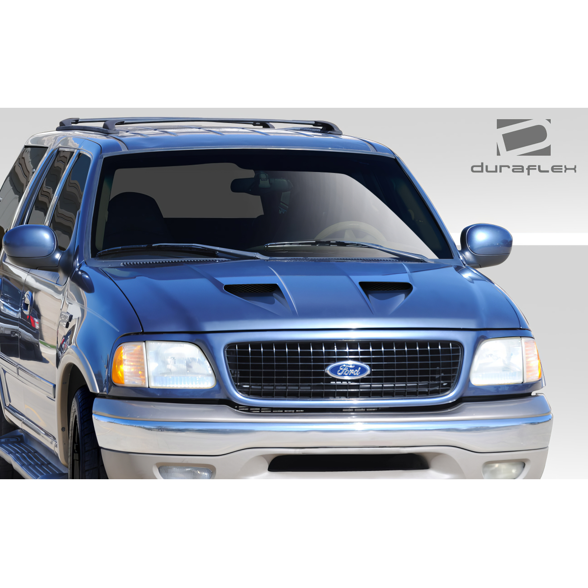 Modify your Ford F-150 1997 with our Exterior/Hoods - Front angle view of the vehicle hood