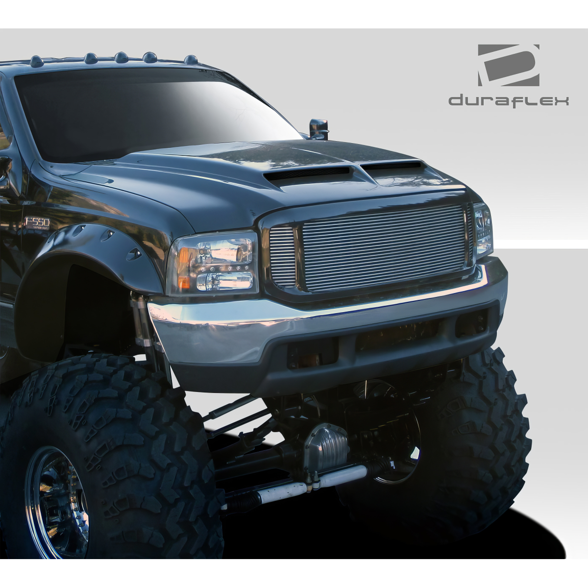 Modify your Ford F-250 Super Duty 1999 with our Exterior/Hoods - Front view angled slightly above the hood