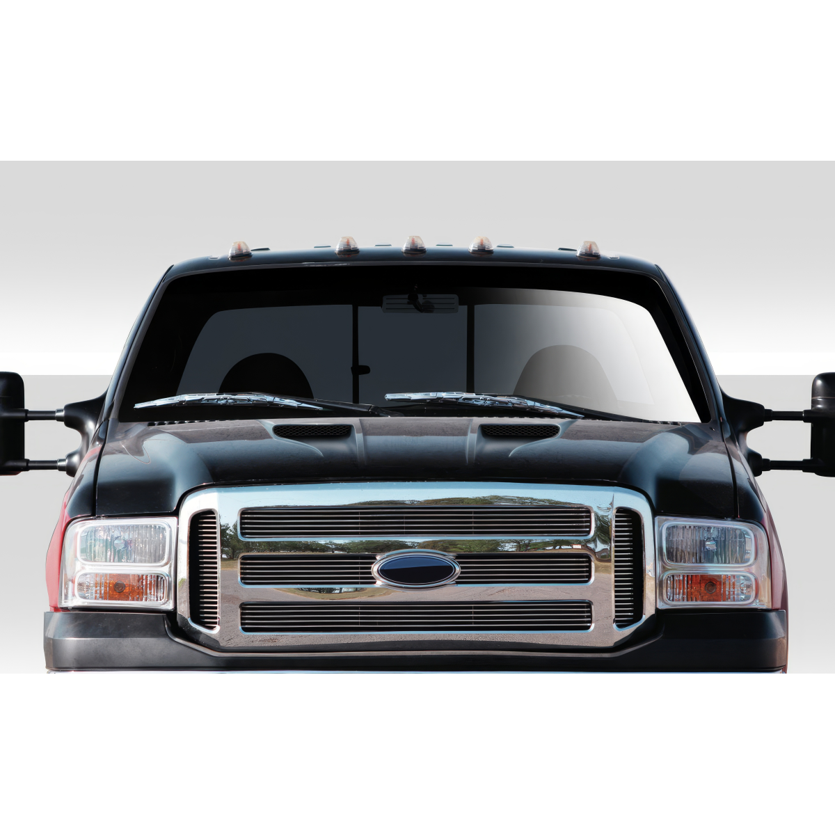 Modify your Ford F-250 Super Duty 1999 with our Exterior/Hoods - Front view close up of vehicle part