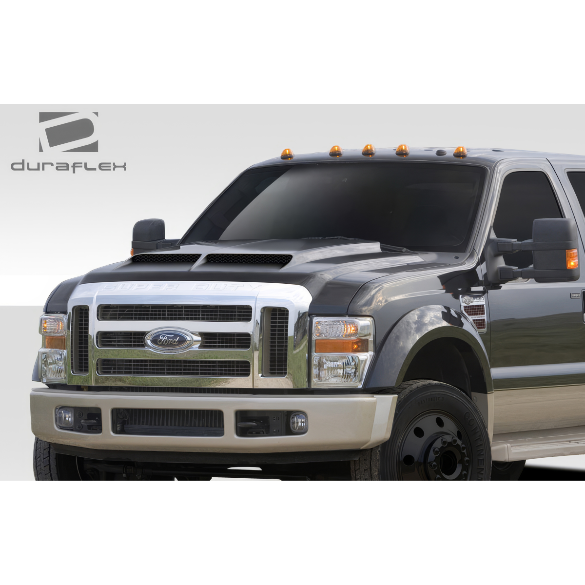 Modify your Ford F-250 Super Duty 2008 with our Exterior/Hoods - Front three quarter view of a truck hood