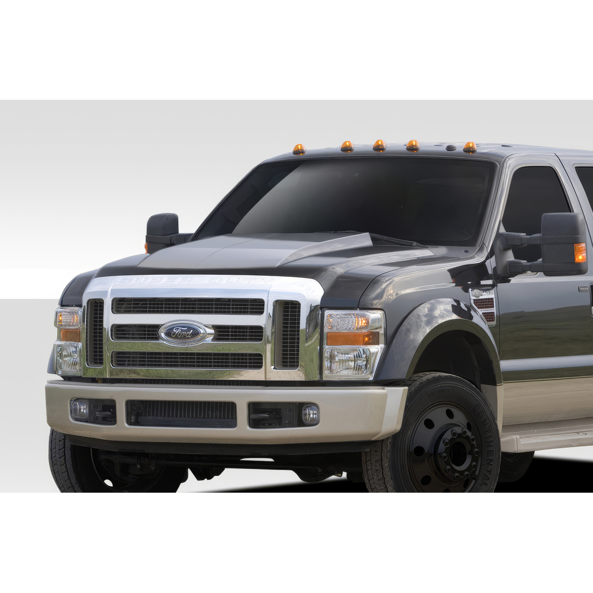 Modify your Ford F-250 Super Duty 2008 with our Exterior/Hoods - Front angle view of a Ford F250 Super Duty