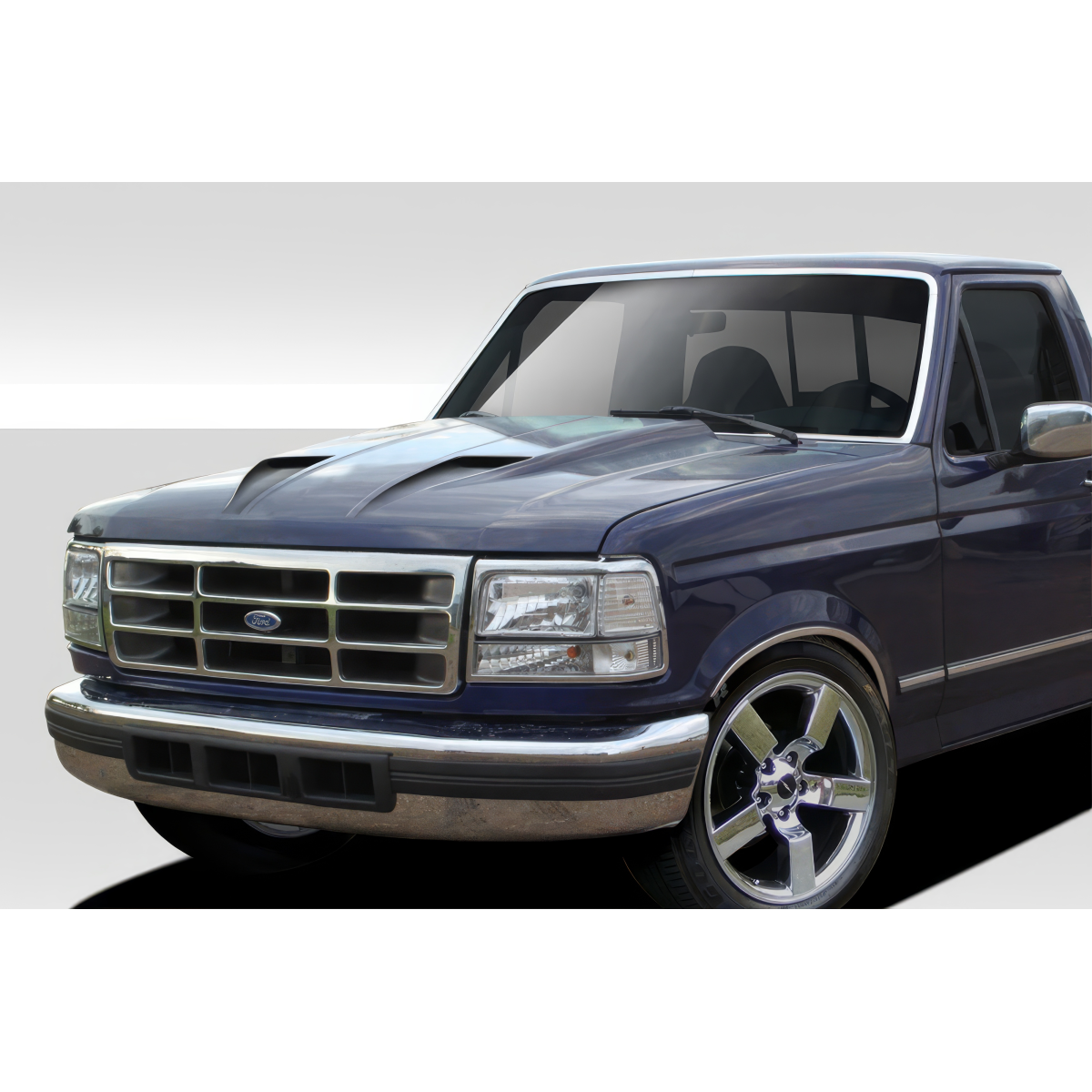 Modify your Ford Bronco 1992 with our Exterior/Hoods - Front angle view of the hood