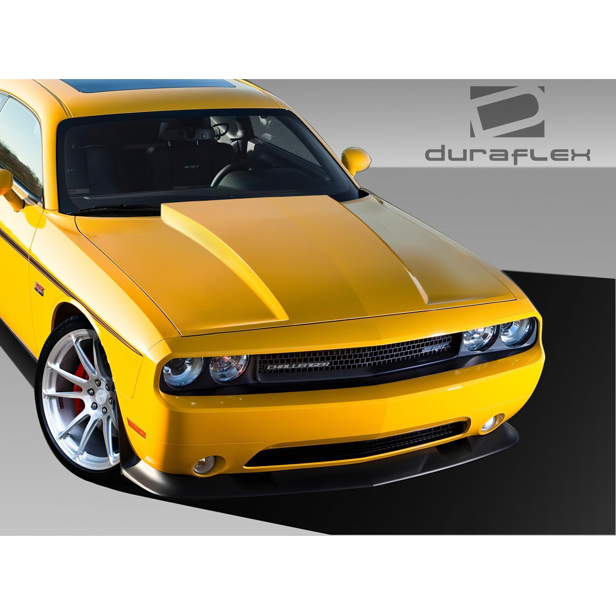 Modify your Dodge Challenger 2008 with our Exterior/Hoods - Front angle view of the hood on the vehicle