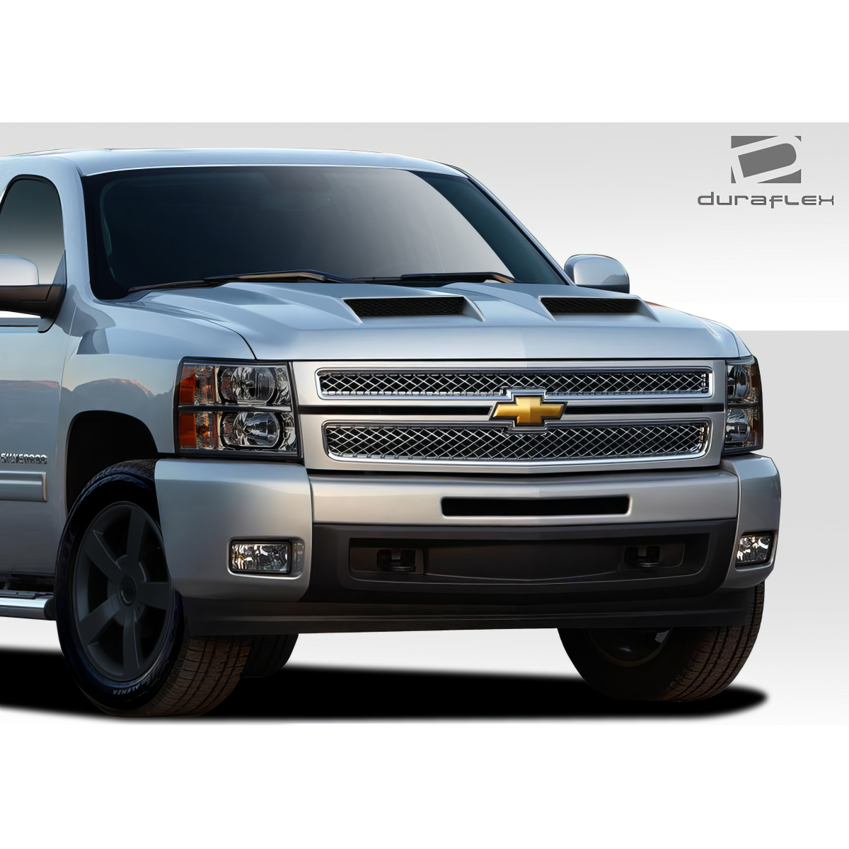 Modify your Chevrolet Silverado 2007 with our Exterior/Hoods - Front angle view of Chevrolet Silverado hood