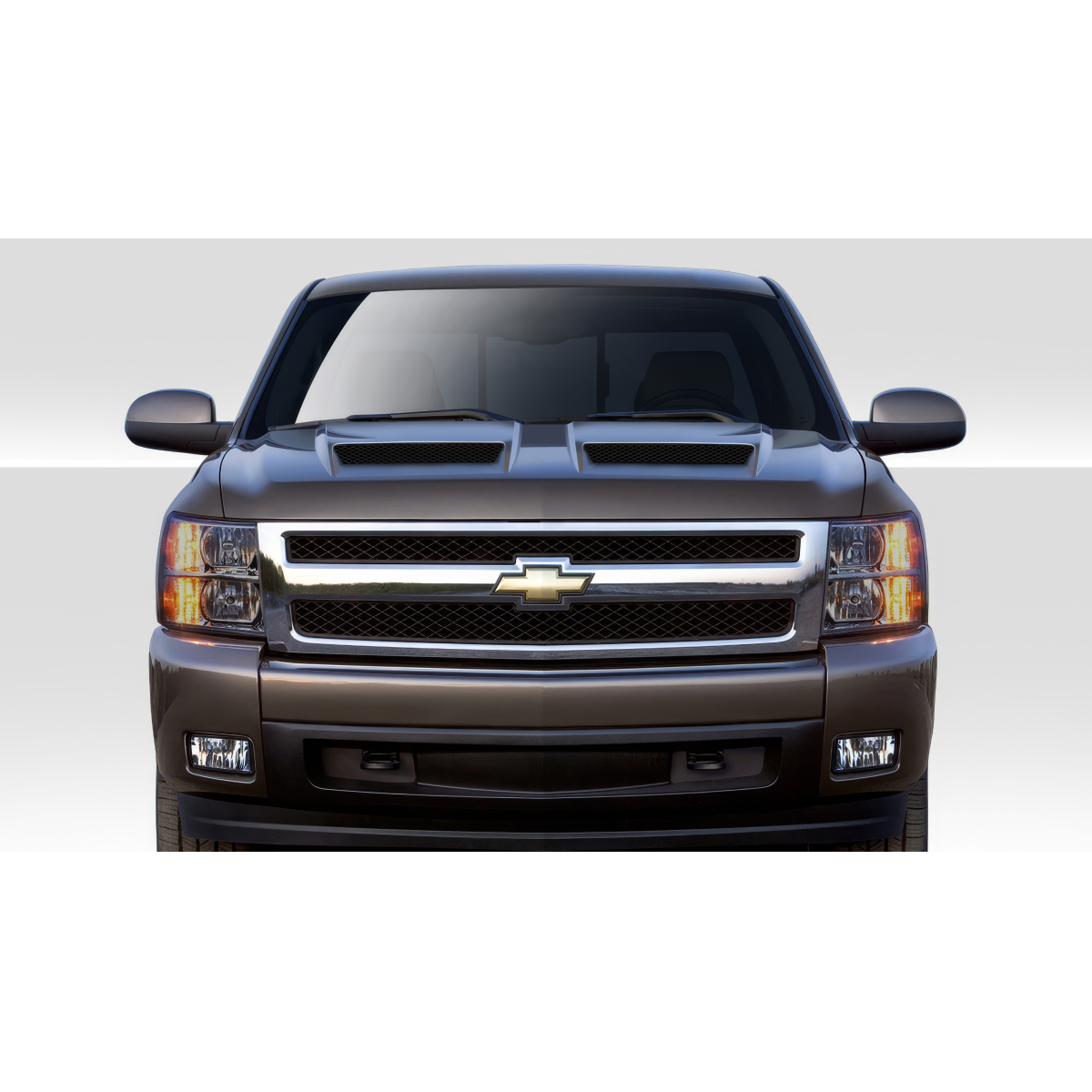 Modify your Chevrolet Silverado 2007 with our Exterior/Hoods - Front view of Chevrolet Silverado truck