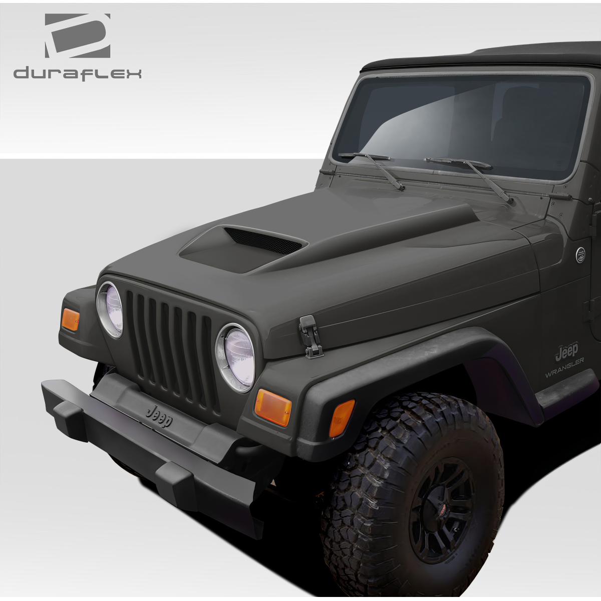 Modify your Jeep Wrangler 1997 with our Exterior/Fenders - Front angle view of Jeep Wrangler hood design