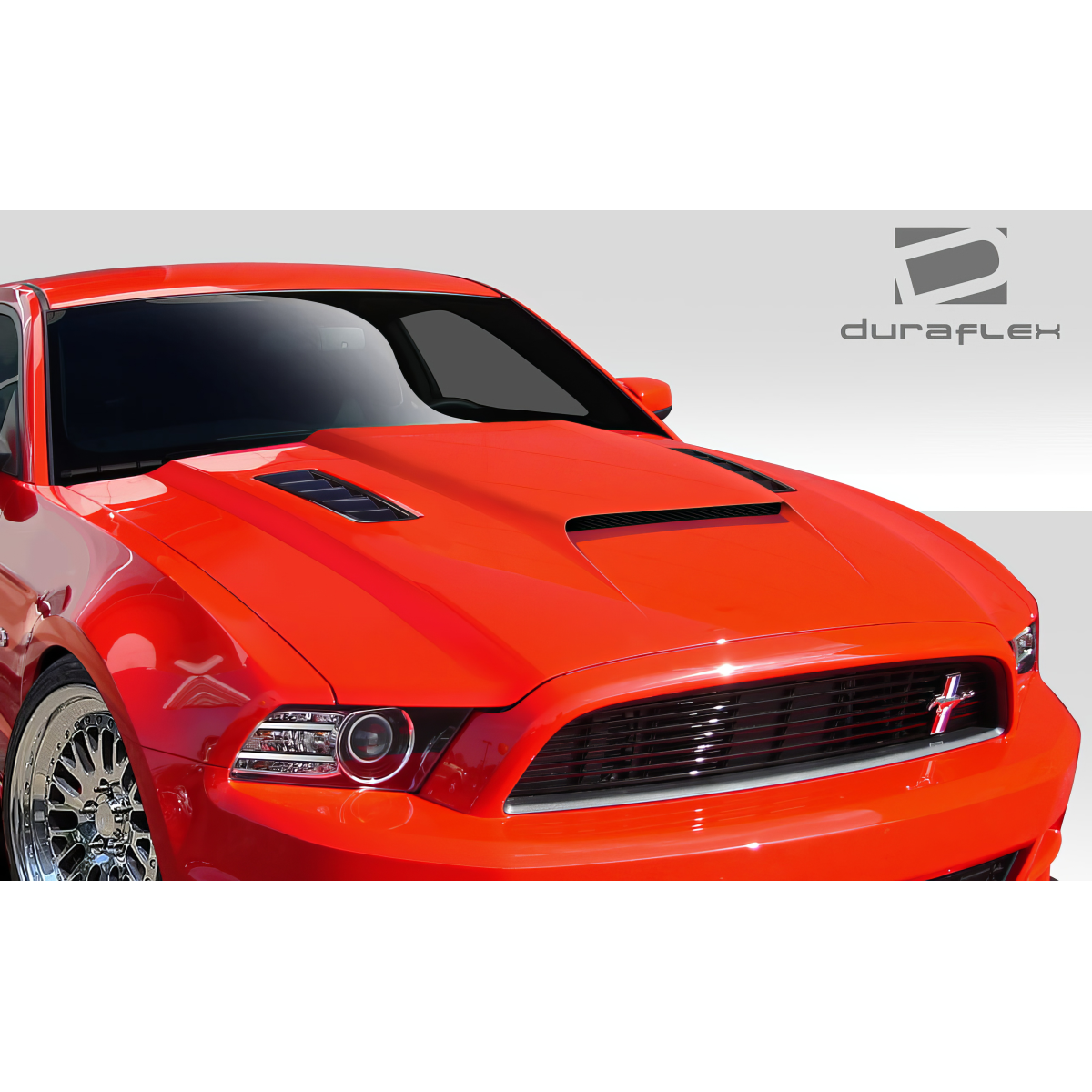 Modify your Ford Mustang 2013 with our Exterior/Hoods - Front three quarter view of the hood