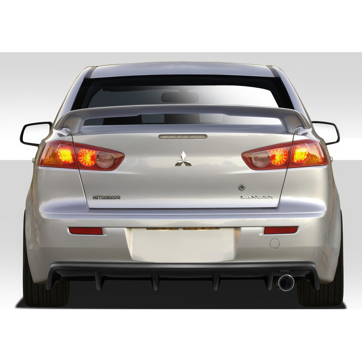 Modify your Mitsubishi Lancer 2008 with our Exterior/Diffusers - Rear view of the vehicle from a straight angle