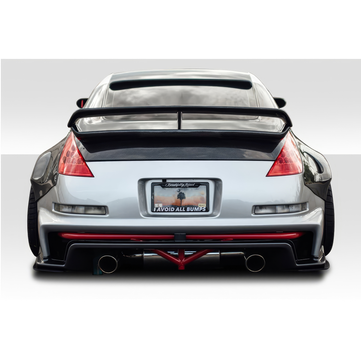 Modify your Nissan 350Z 2003 with our Exterior/Wings - Rear angle of the vehicle showing the spoiler