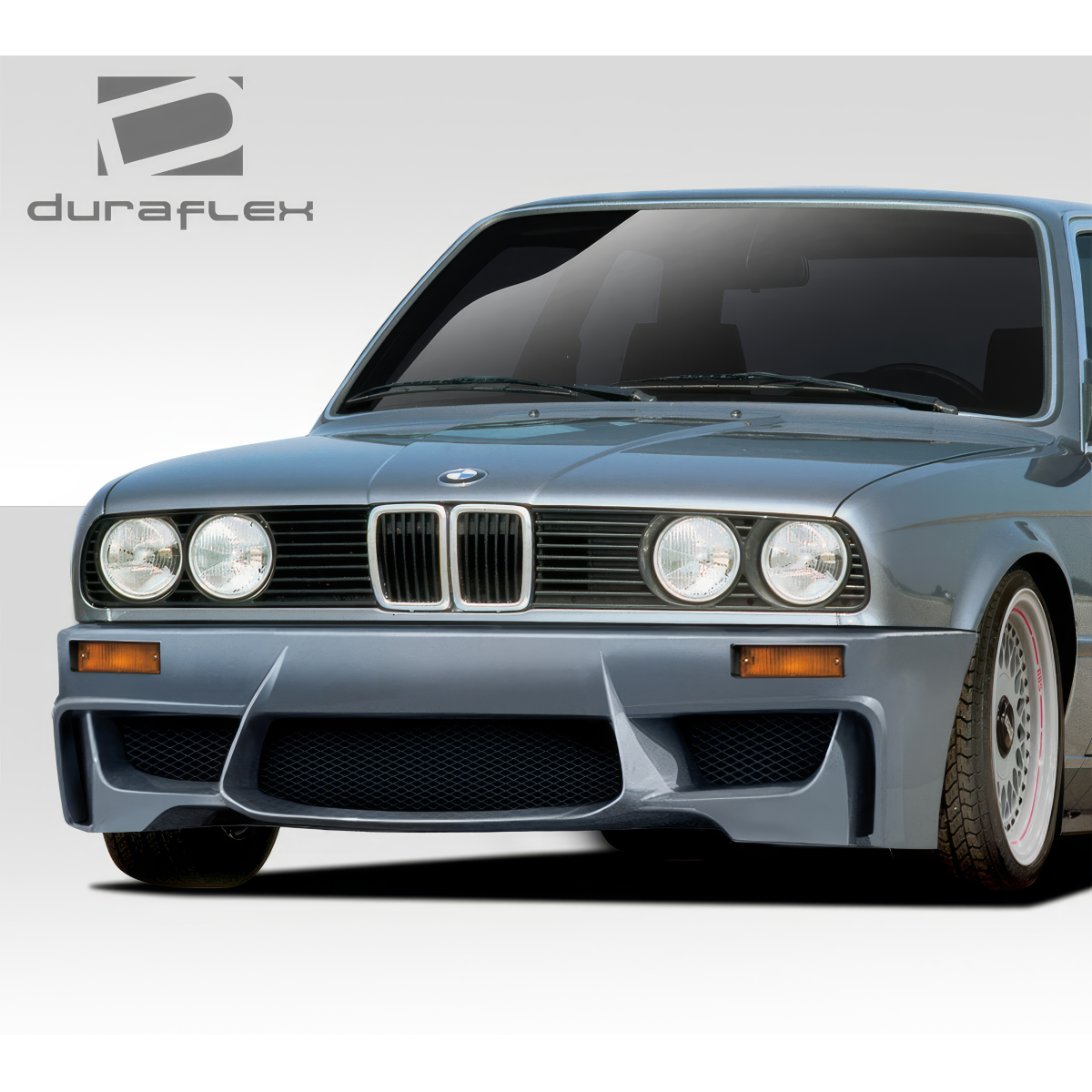 Modify your BMW 3-Series 1984 with our Exterior/Front Bumpers or Lips - Front view of the vehicle at eye level angle