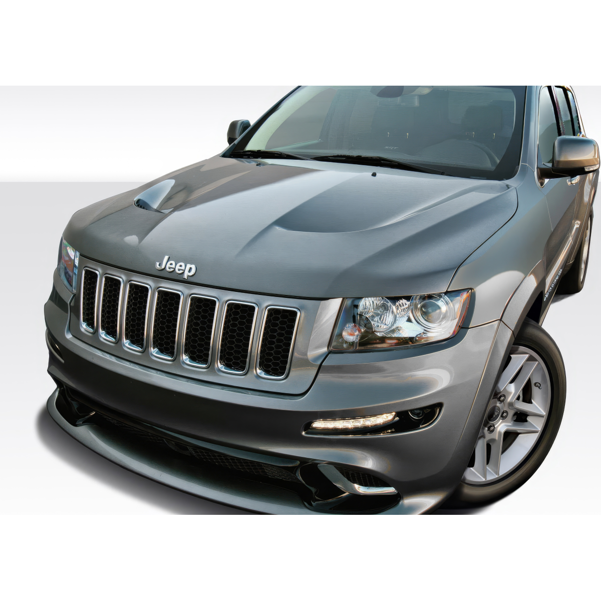 Modify your Jeep Cherokee 2011 with our Exterior/Hoods - Front angle showing hood details
