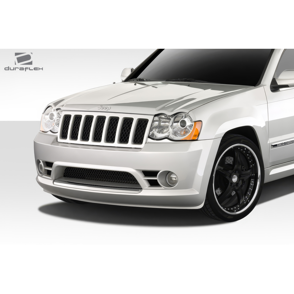 Modify your Jeep Cherokee 2008 with our Exterior/Front Bumpers or Lips - Front angle showing Jeep Grand Cherokee bumper