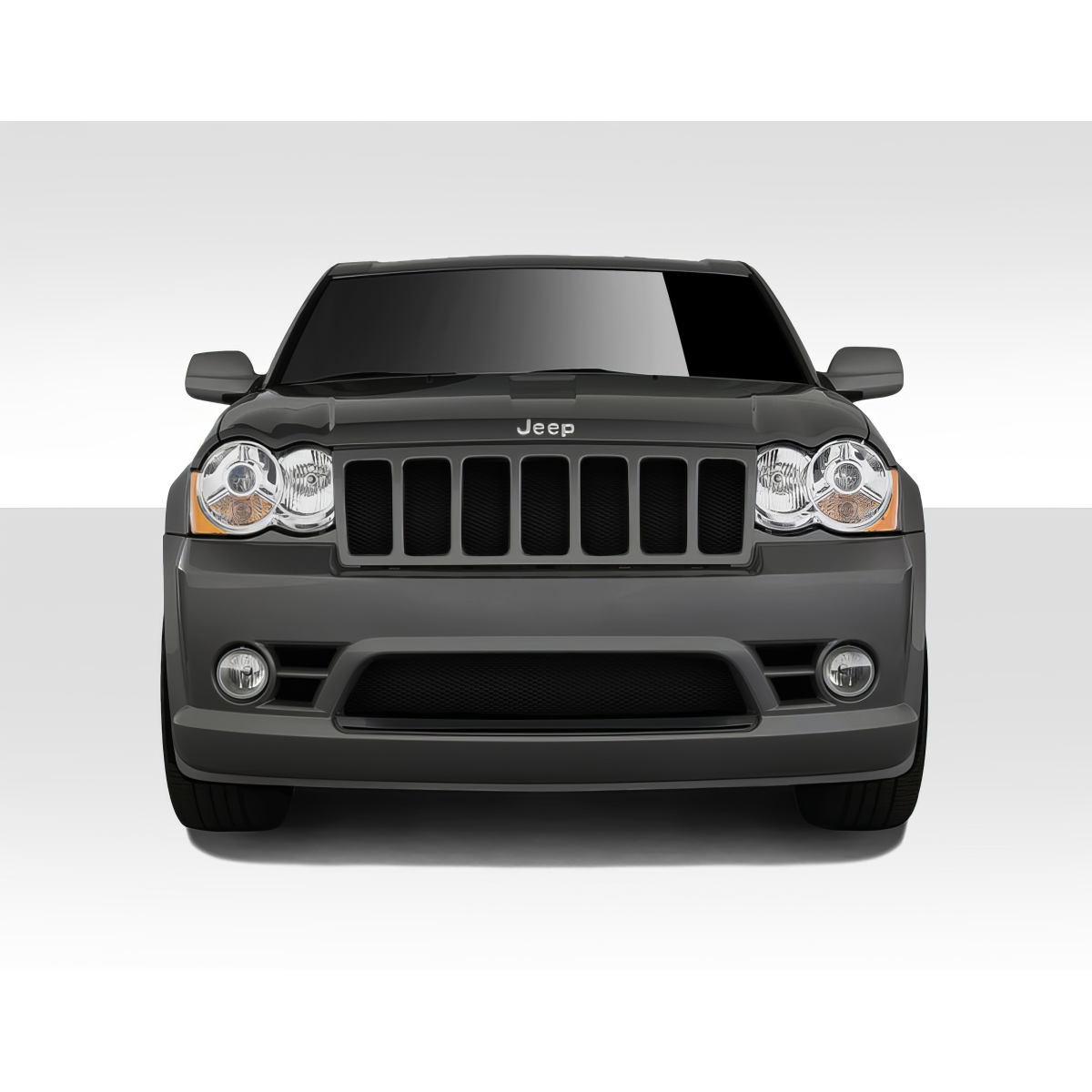 Modify your Jeep Cherokee 2008 with our Exterior/Front Bumpers or Lips - Front view of vehicle at a straight angle