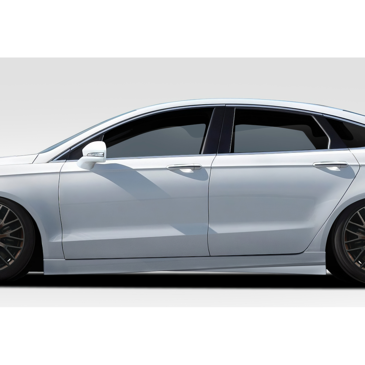 Modify your Ford Fusion 2013 with our Exterior/Side Skirts - Side view angle of vehicle shows side skirts clearly