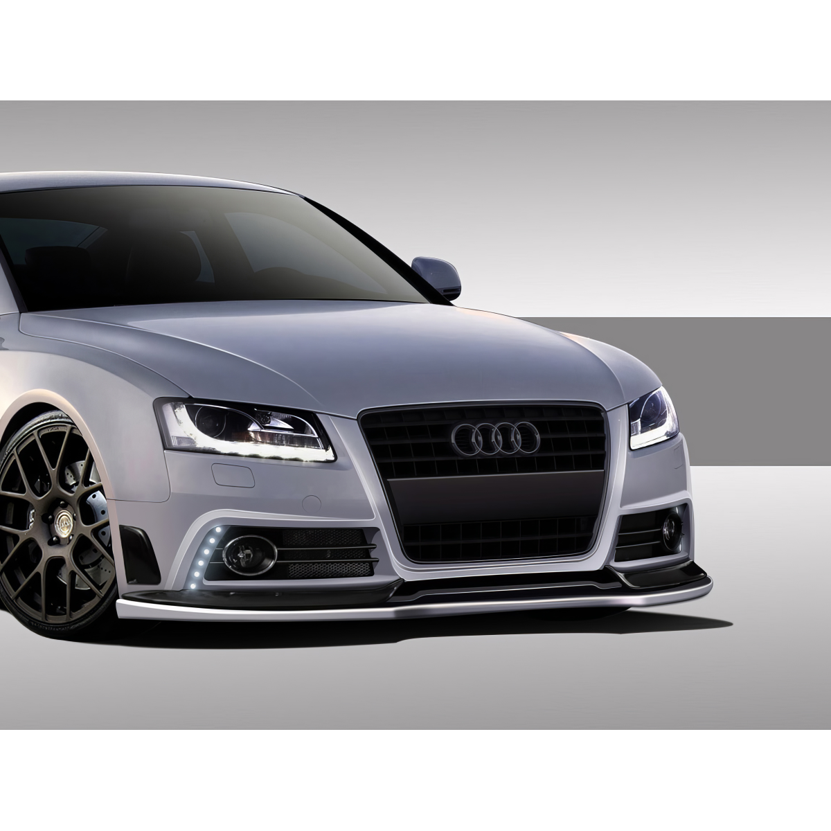 Modify your Audi A5 2008 with our Exterior/Front Bumpers or Lips - Angled view of the front bumper of an Audi A5