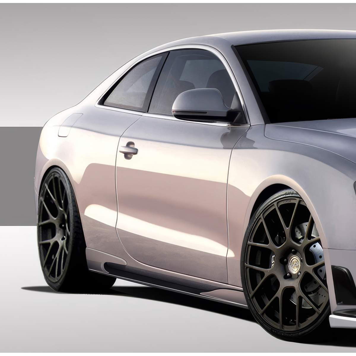 Modify your Audi A5 2008 with our Exterior/Side Skirts - Side angle view of the Audi A5 with low stance