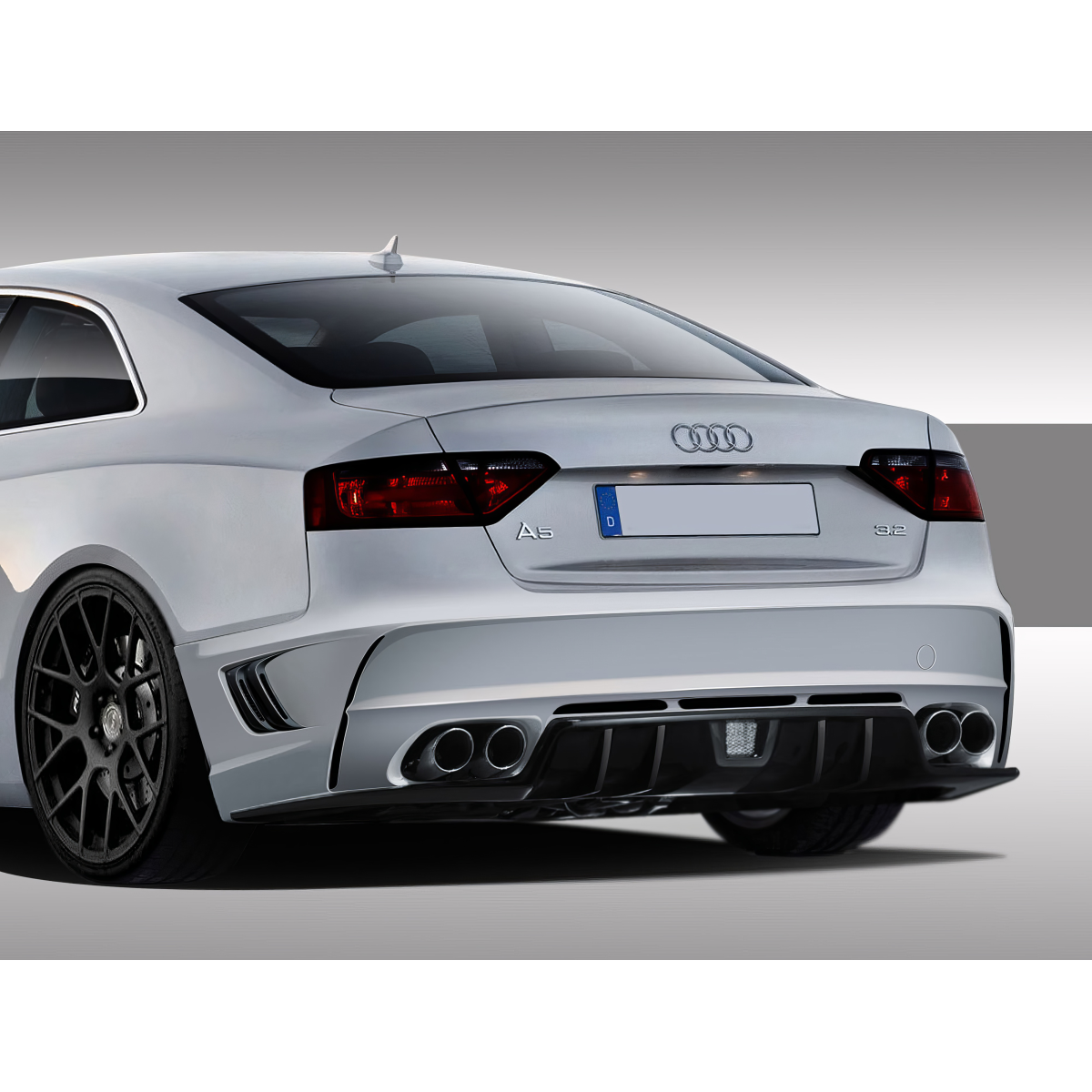 Modify your Audi A5 2008 with our Exterior/Rear Bumpers or Lips - Three quarter rear angle view of the vehicle