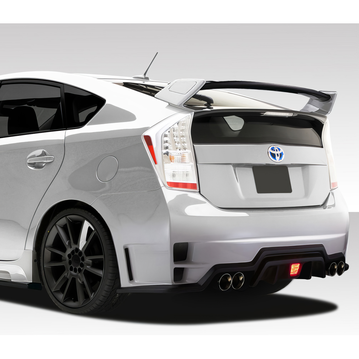 Modify your Toyota Prius 2010 with our Exterior/Rear Bumpers or Lips - Rear angle of vehicle shows rear bumper and lights