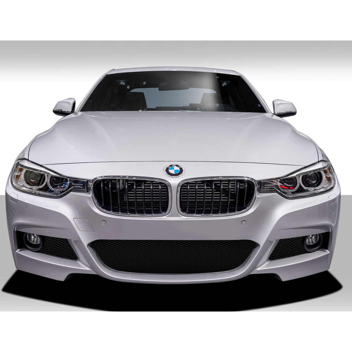 Modify your BMW 3-Series 2012 with our Exterior/Front Bumpers or Lips - Front view of the vehicle at zero degrees angle