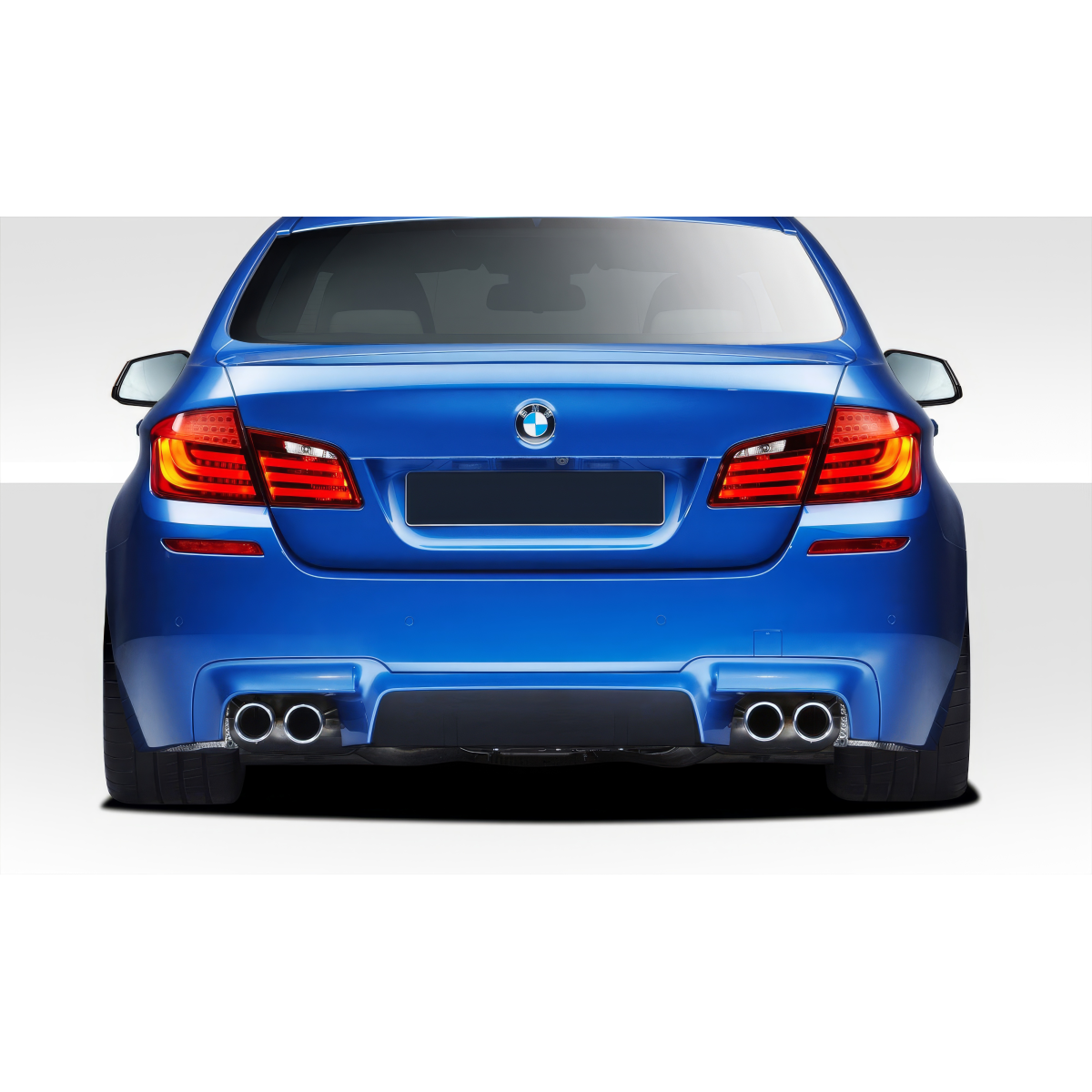 Modify your BMW 5-Series 2011 with our Exterior/Rear Bumpers or Lips - Image shows rear view of vehicle at eye level angle