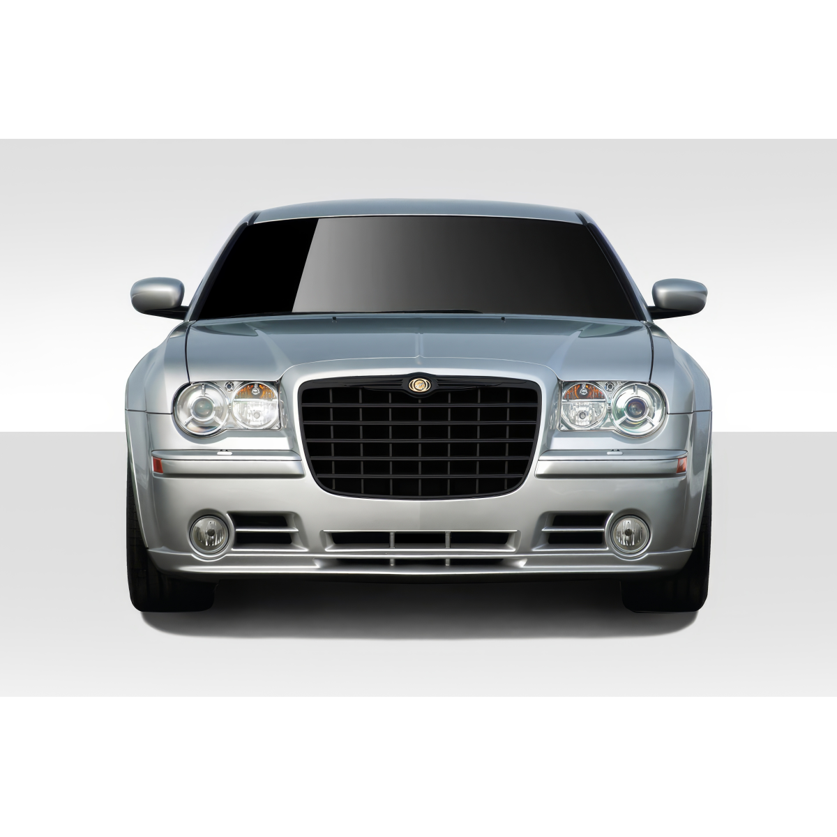 Modify your Chrysler 300 2005 with our Exterior/Front Bumpers - Front view of a silver Chrysler 300