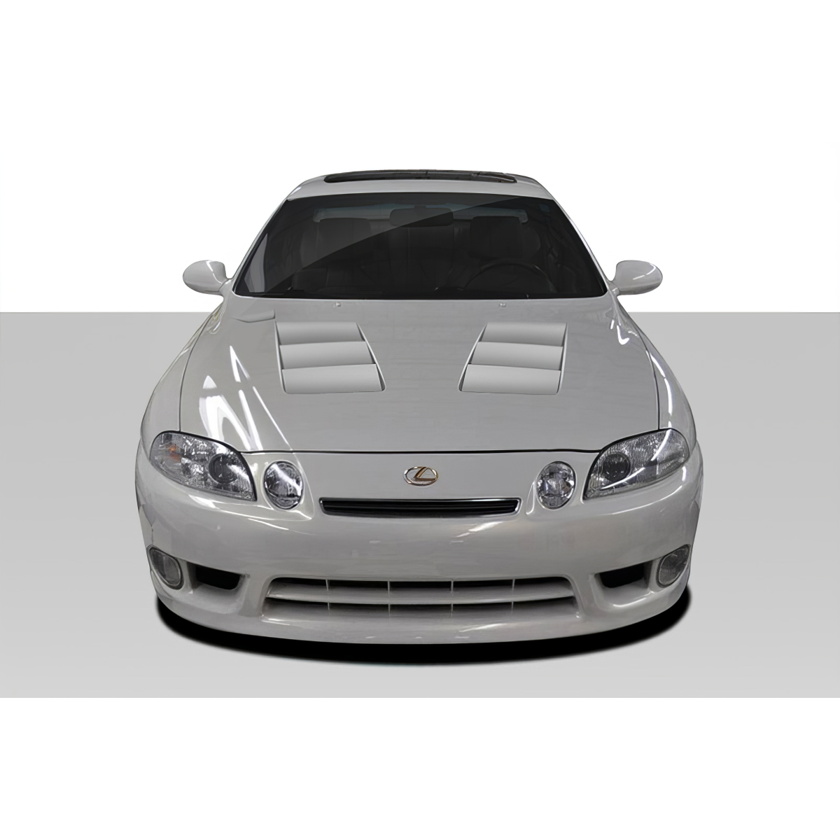 Modify your Lexus SC300 1992 with our Exterior/Hoods - Front view of a Lexus SC300 at eye level