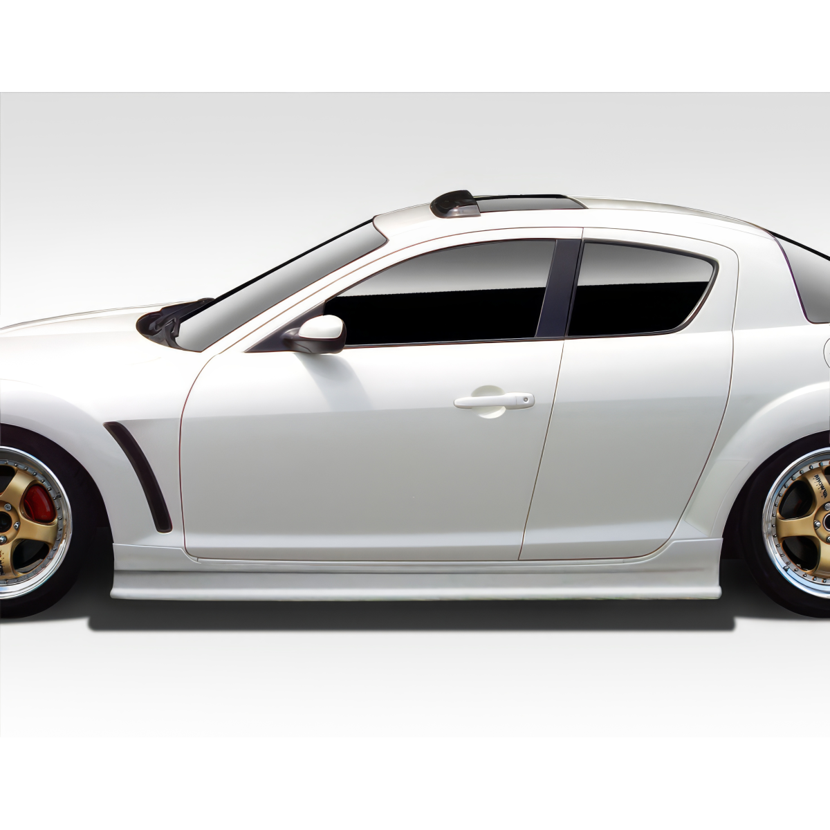 Modify your Mazda RX-8 2004 with our Exterior/Complete Body Kits - Side view of a Mazda RX-8 at a slight angle