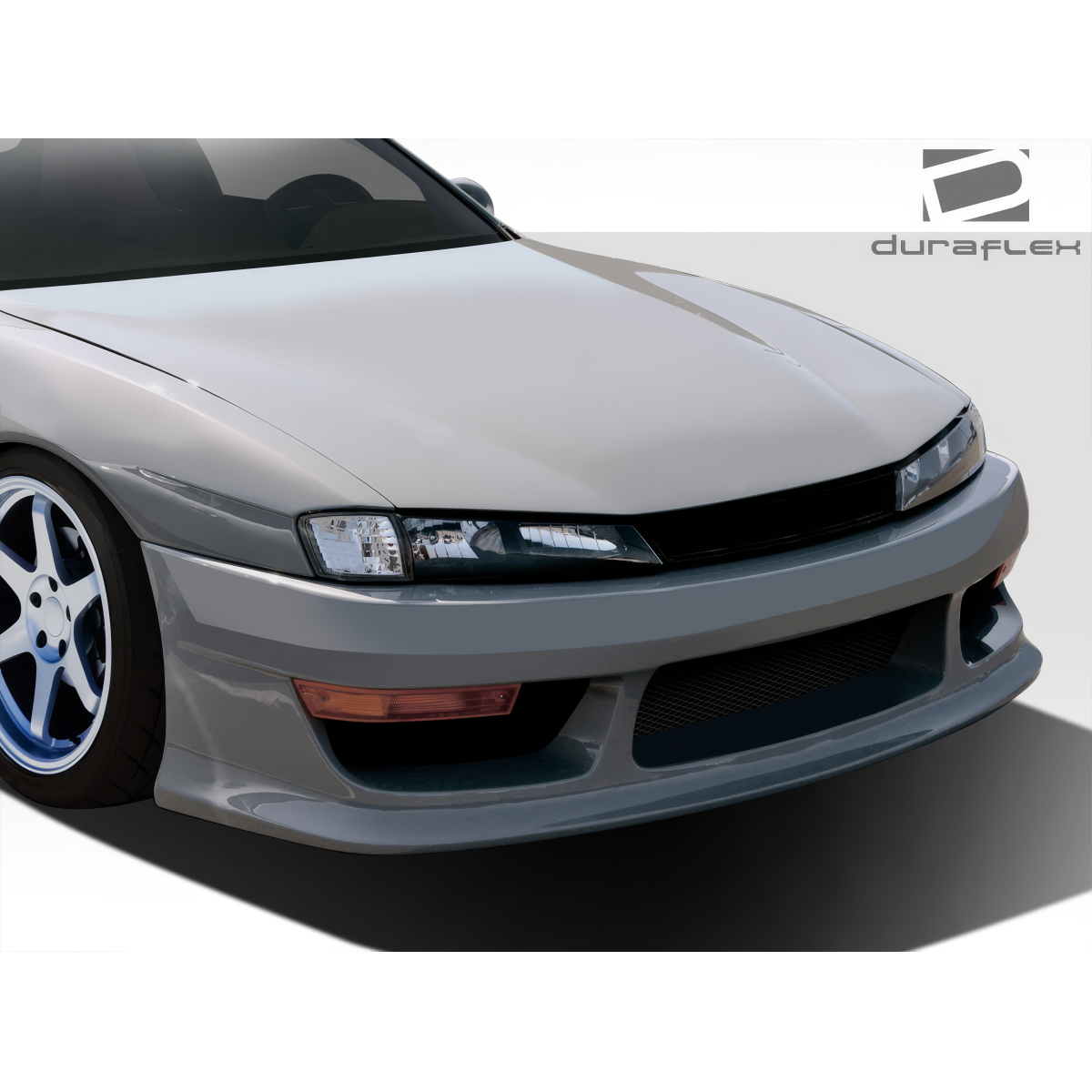 Modify your Nissan 240SX 1997 with our Exterior/Front Bumpers or Lips - Front view at a slight angle showing details