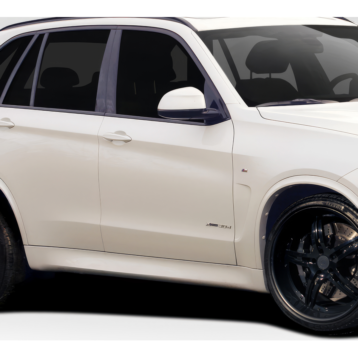 Modify your BMW X5 2014 with our Exterior/Side Skirts - Side angle view of a BMW X5 showing side skirts