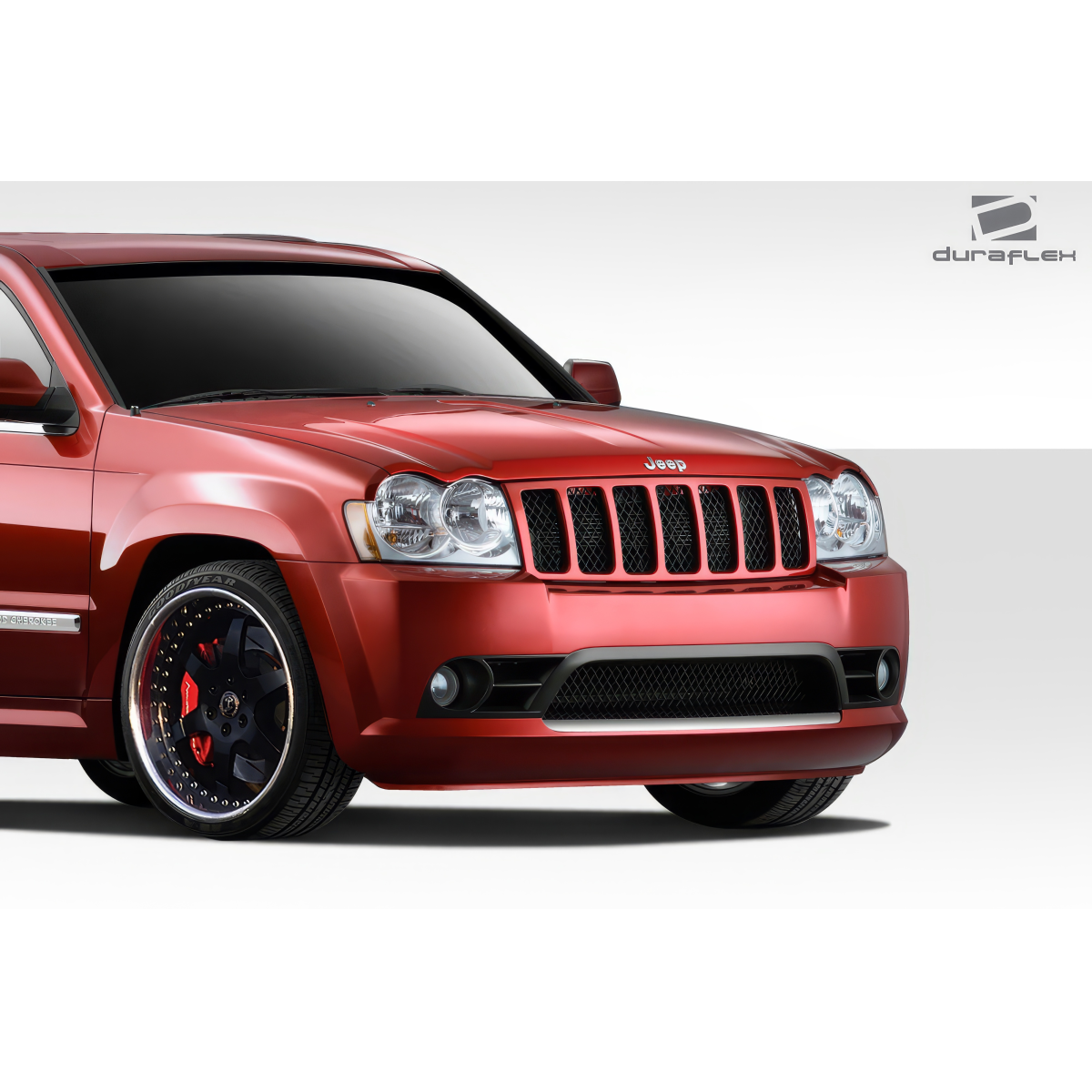 Modify your Jeep Cherokee 2005 with our Exterior/Front Bumpers - Front angle view of Jeep Cherokee showing bumper