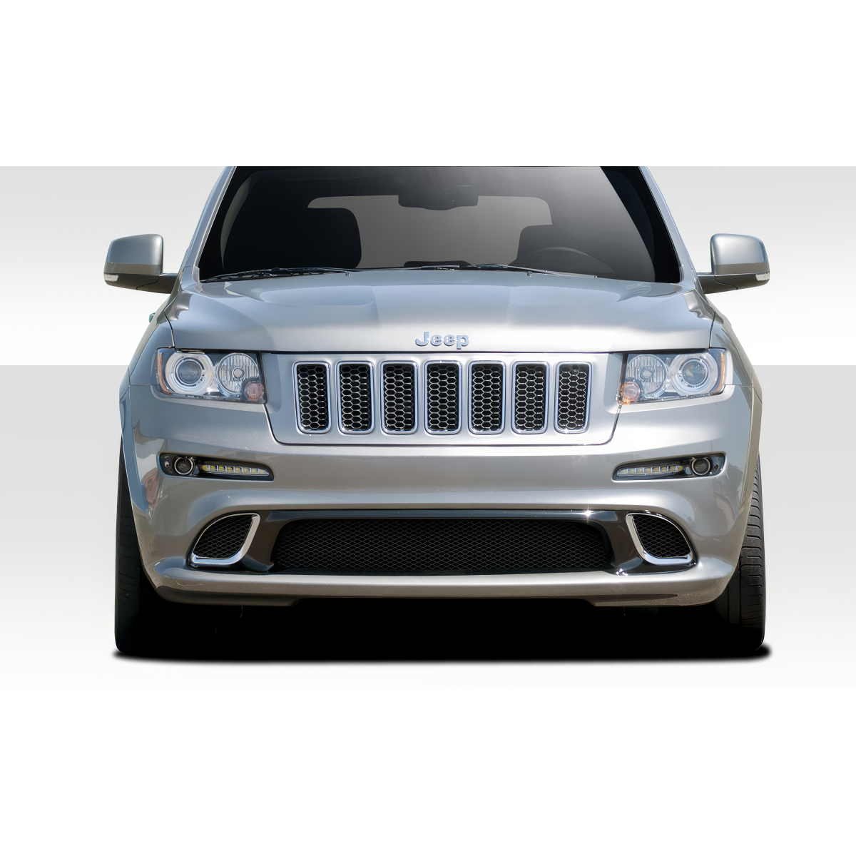 Modify your Jeep Cherokee 2011 with our Exterior/Front Bumpers or Lips - Front view of the vehicle at eye level