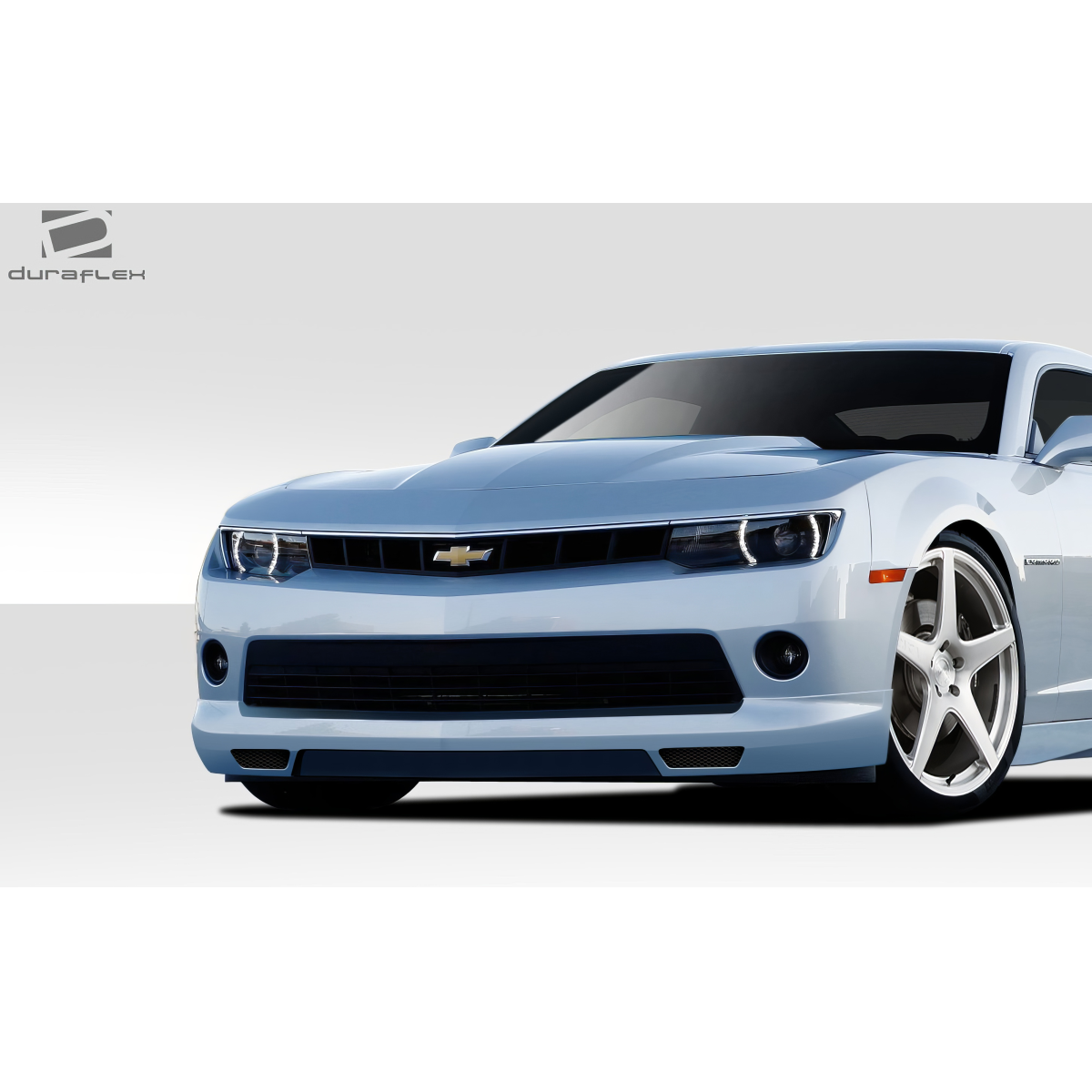 Modify your Chevrolet Camaro 2014 with our Exterior/Complete Body Kits - Front low angle view of a blue Camaro