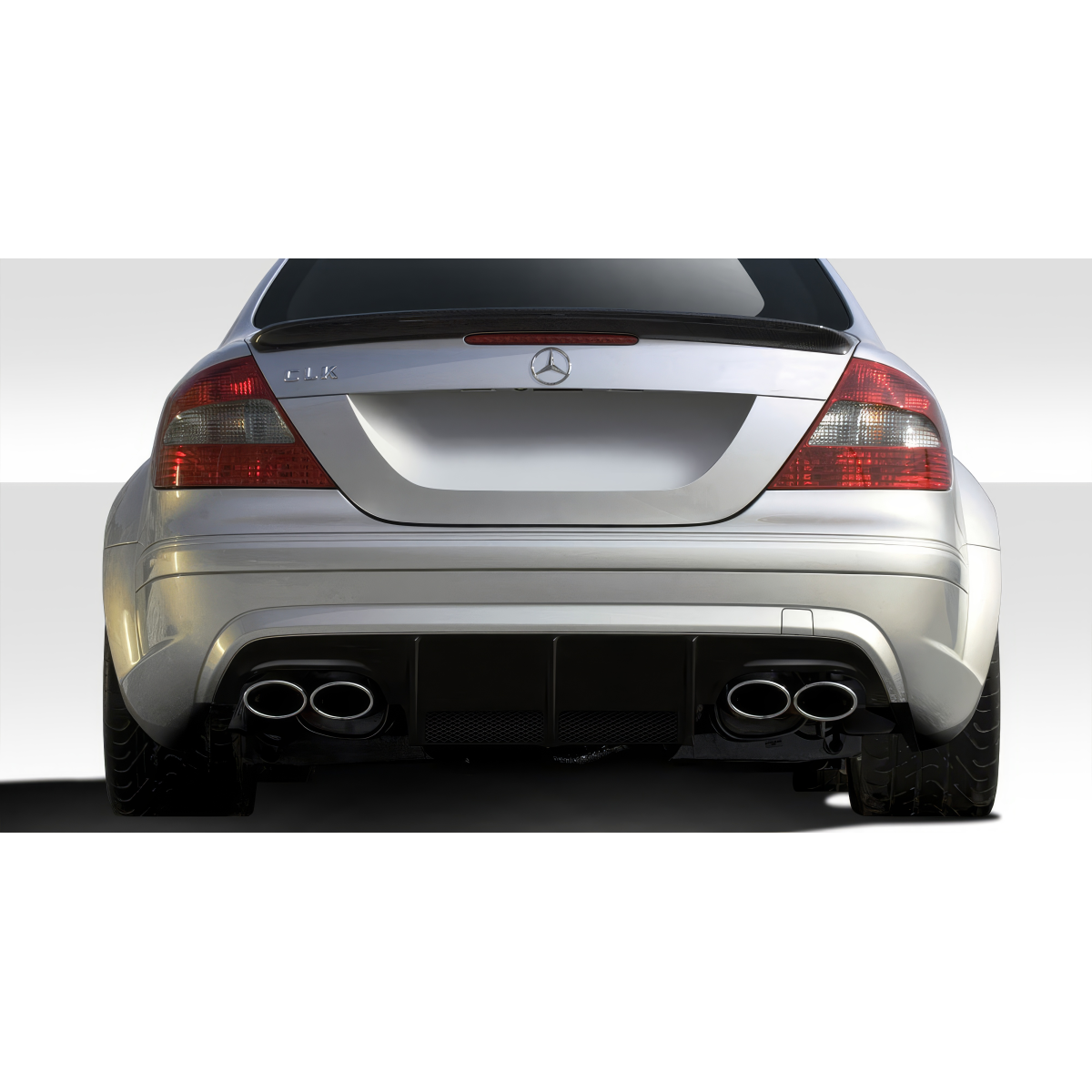 Modify your Mercedes-Benz CLK-Class 2003 with our Exterior/Rear Bumpers or Lips - Rear view angle of the vehicle