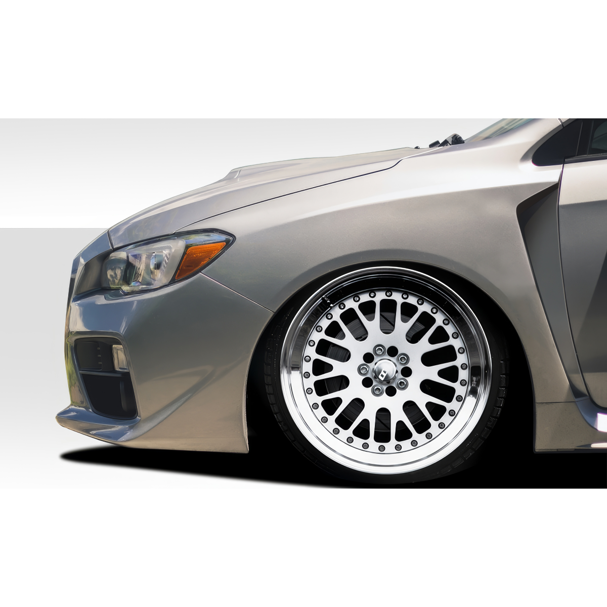 Modify your Subaru WRX 2015 with our Exterior/Fenders - Front angle view of vehicle showcasing fender and wheel