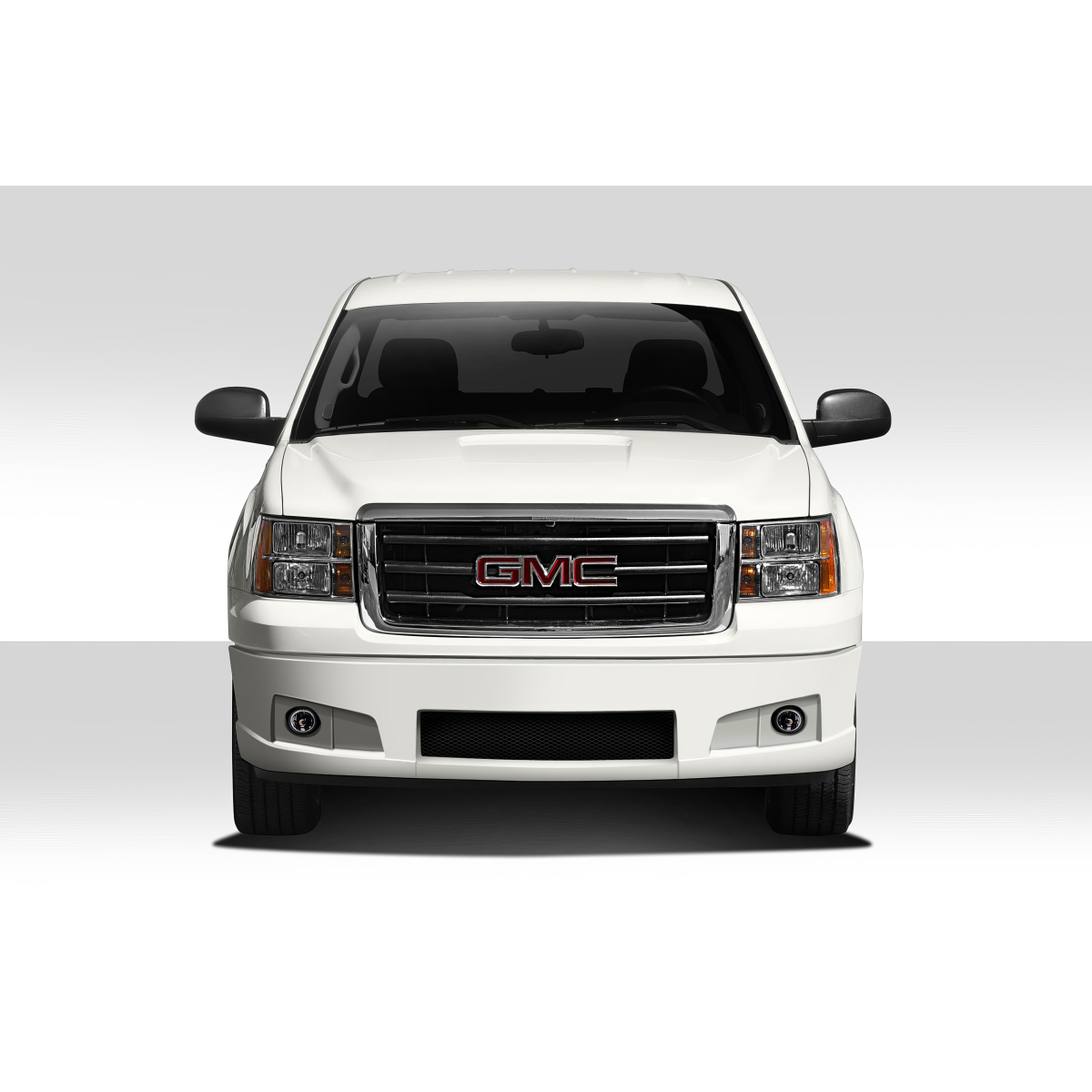 Modify your GMC Sierra 2007 with our Exterior/Front Bumpers - Front view of a GMC Sierra in white color