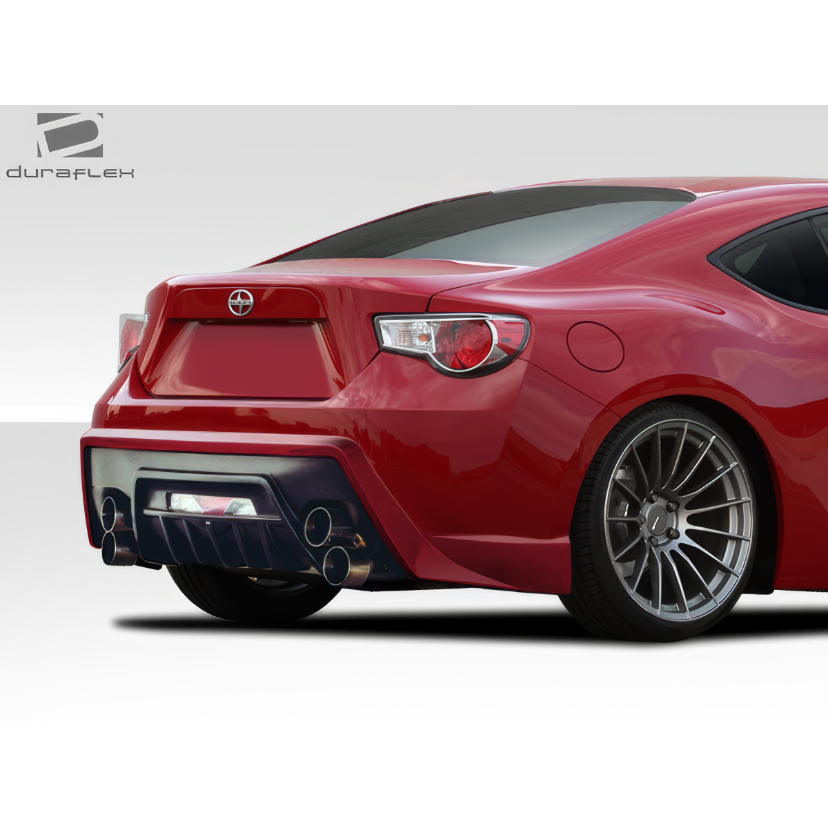 Modify your Subaru BRZ 2013 with our Exterior/Rear Bumpers or Lips - Rear angle view of a red vehicle part