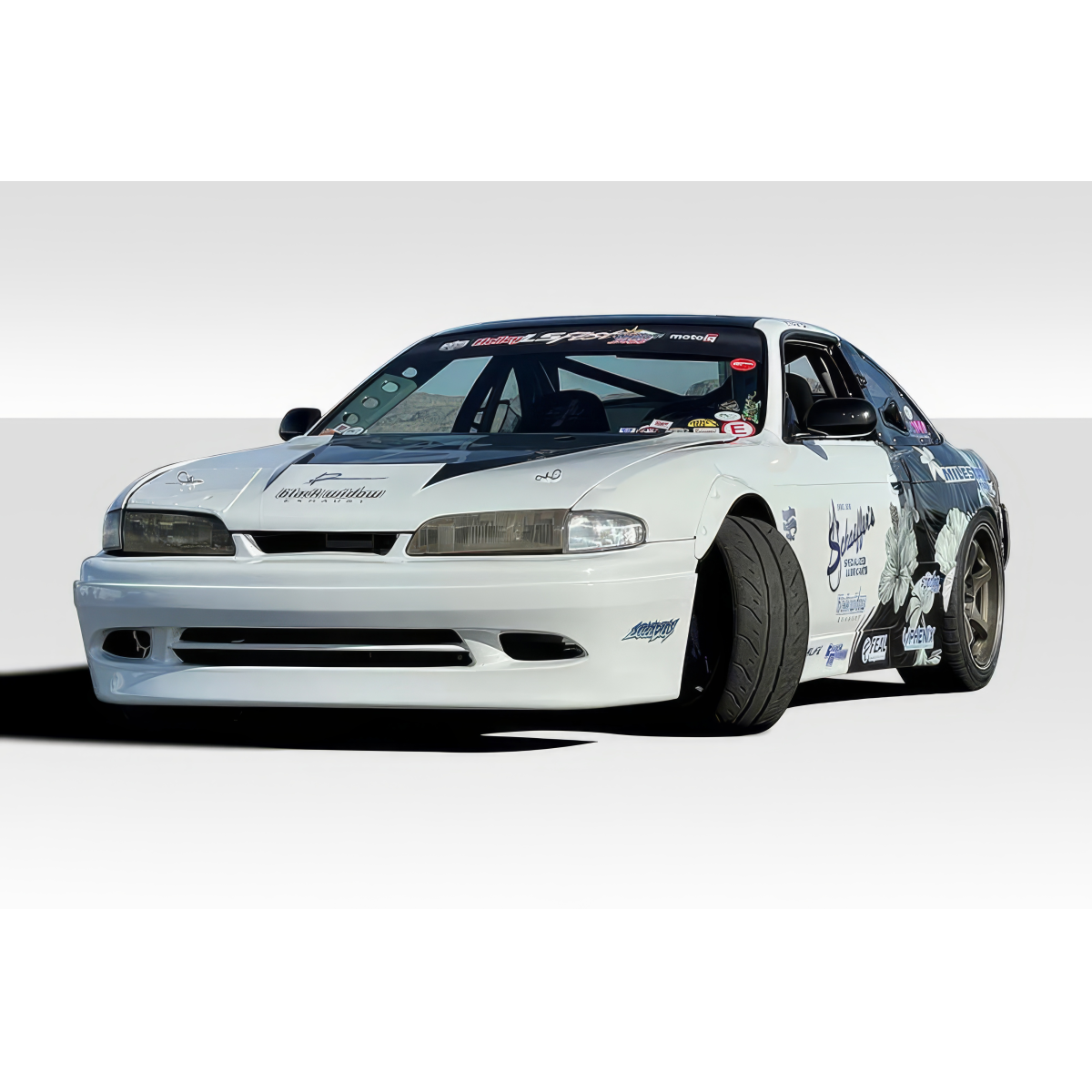 Modify your Nissan 240SX 1995 with our Exterior/Front Bumpers or Lips - Front angle view of a modified vehicle