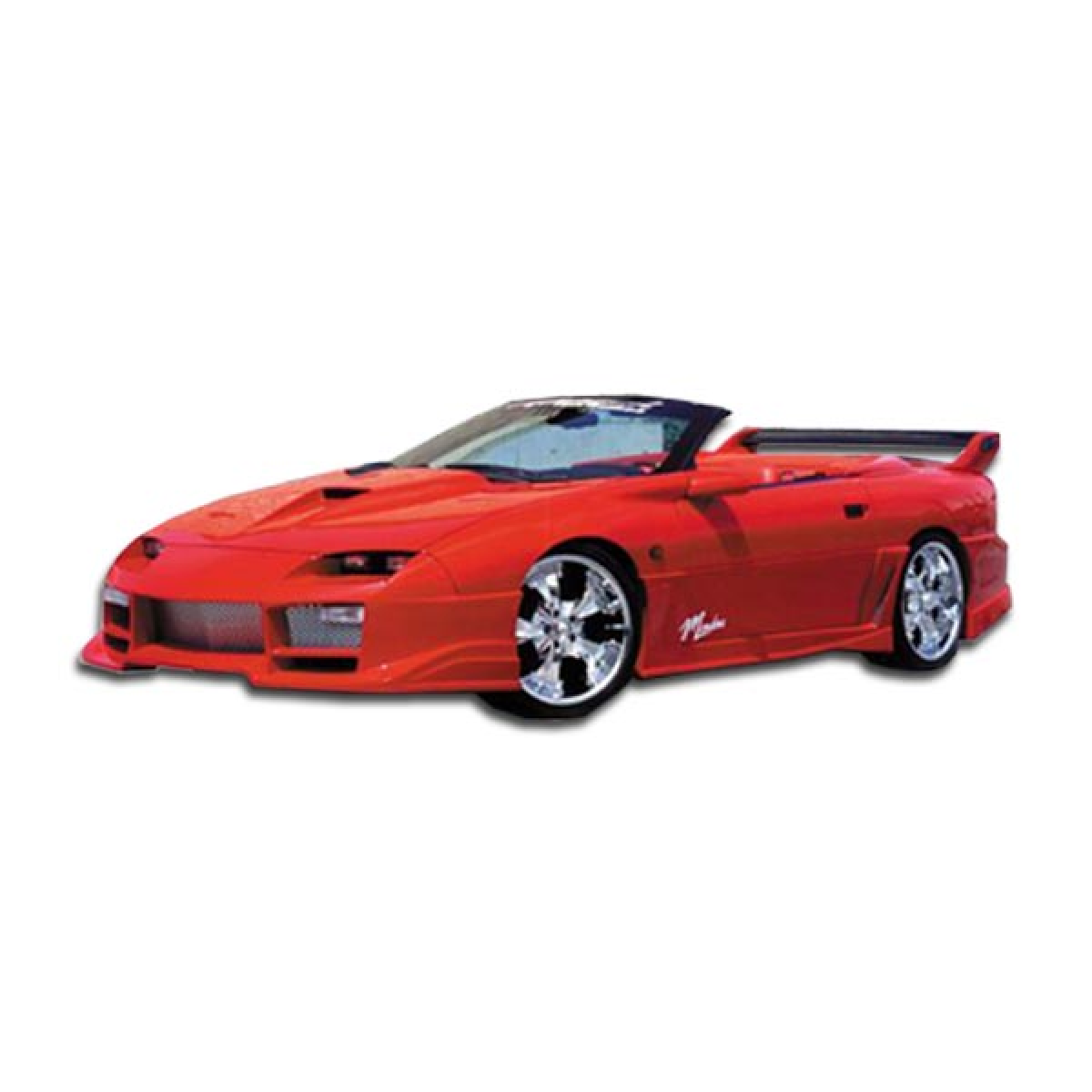 Modify your Chevrolet Camaro 1993 with our Exterior/Complete Body Kits - Front three quarter view of a red convertible car