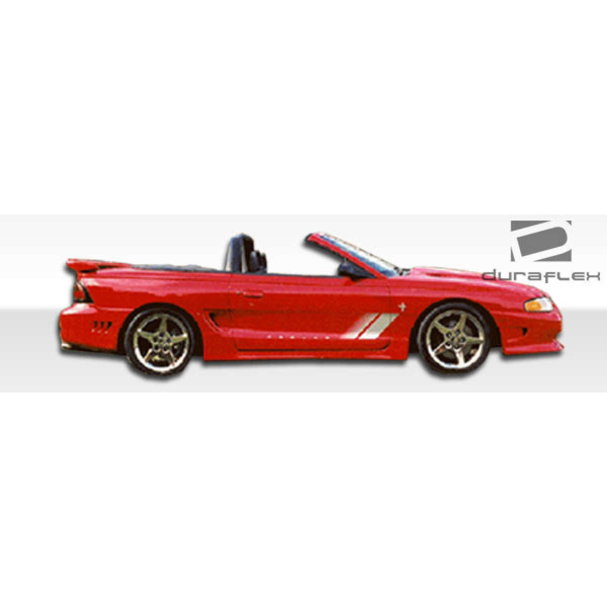 Modify your Ford Mustang 1994 with our Exterior/Complete Body Kits - Side profile view of the red convertible Mustang