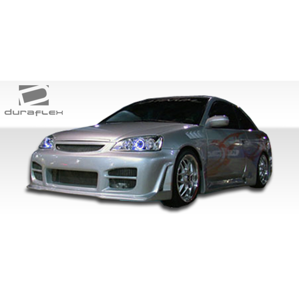 Modify your Honda Civic 2004 with our Exterior/Complete Body Kits - Frontal view of a modified Honda Civic car