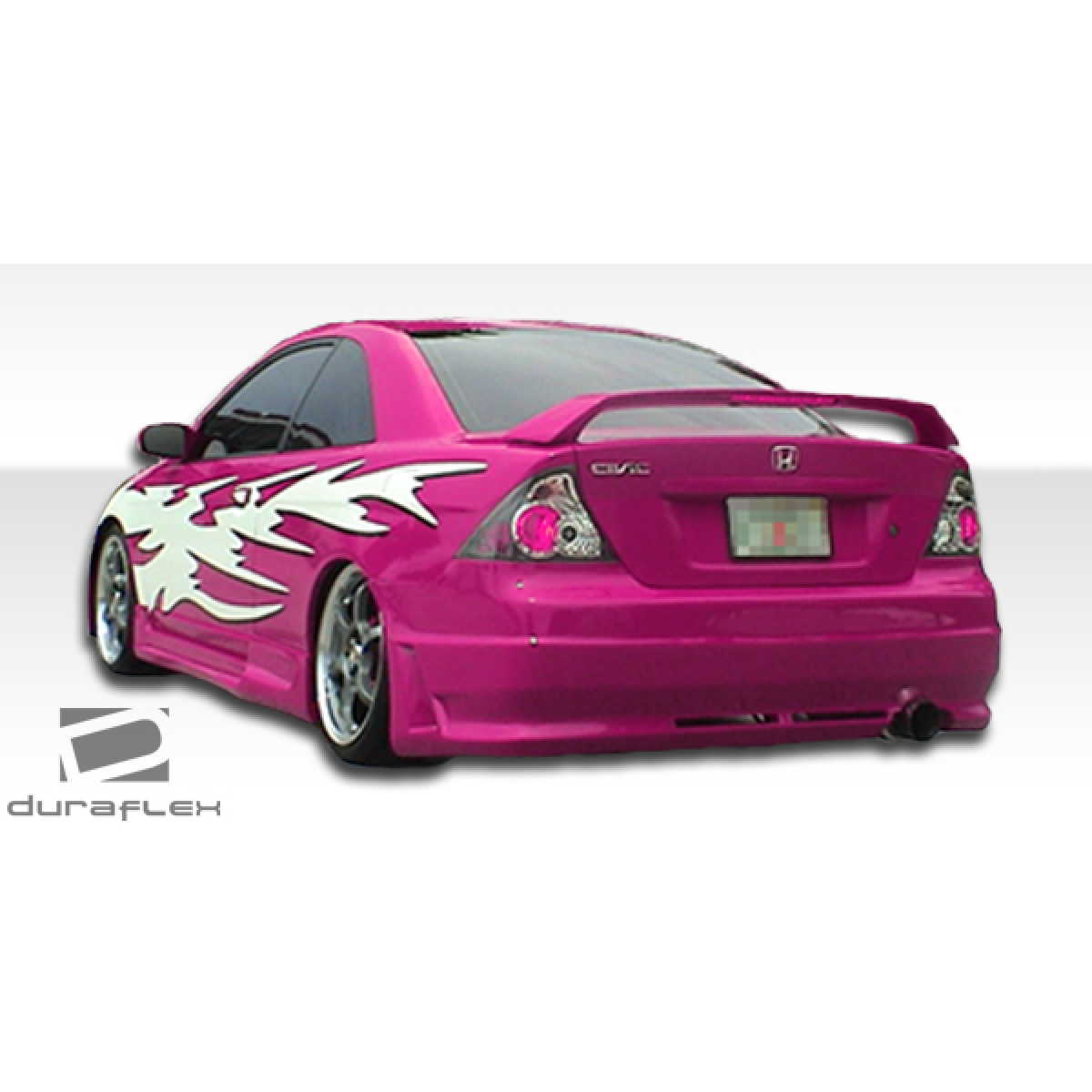 Modify your Honda Civic 2004 with our Exterior/Complete Body Kits - The image shows a rear angle of the car