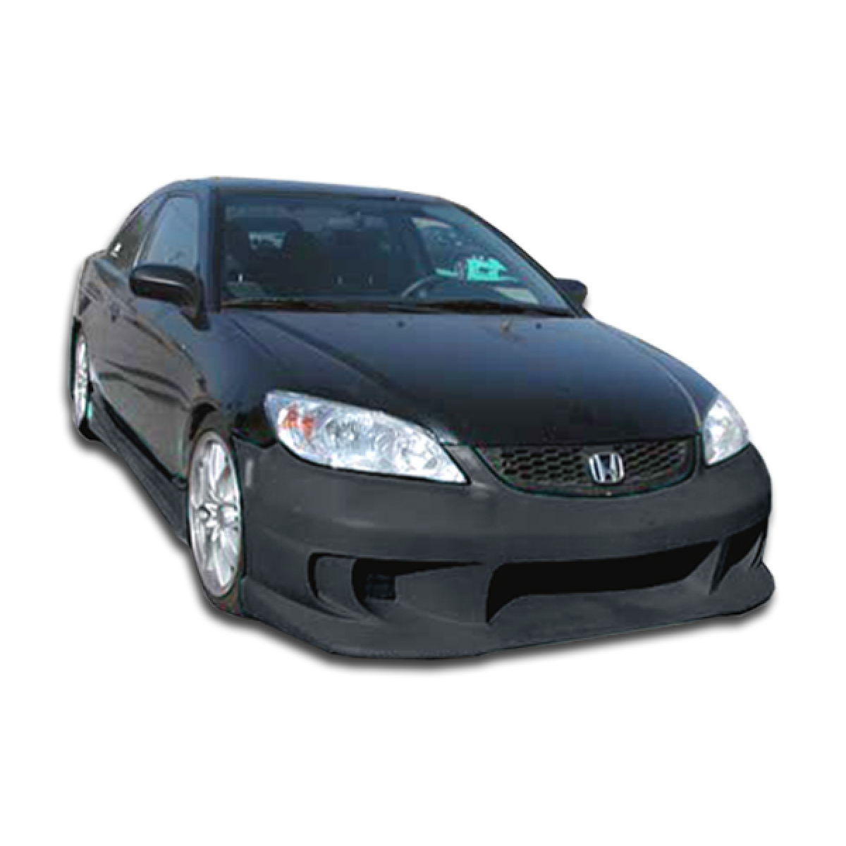 Modify your Honda Civic 2004 with our Exterior/Complete Body Kits - Front angle view of the body kit installed
