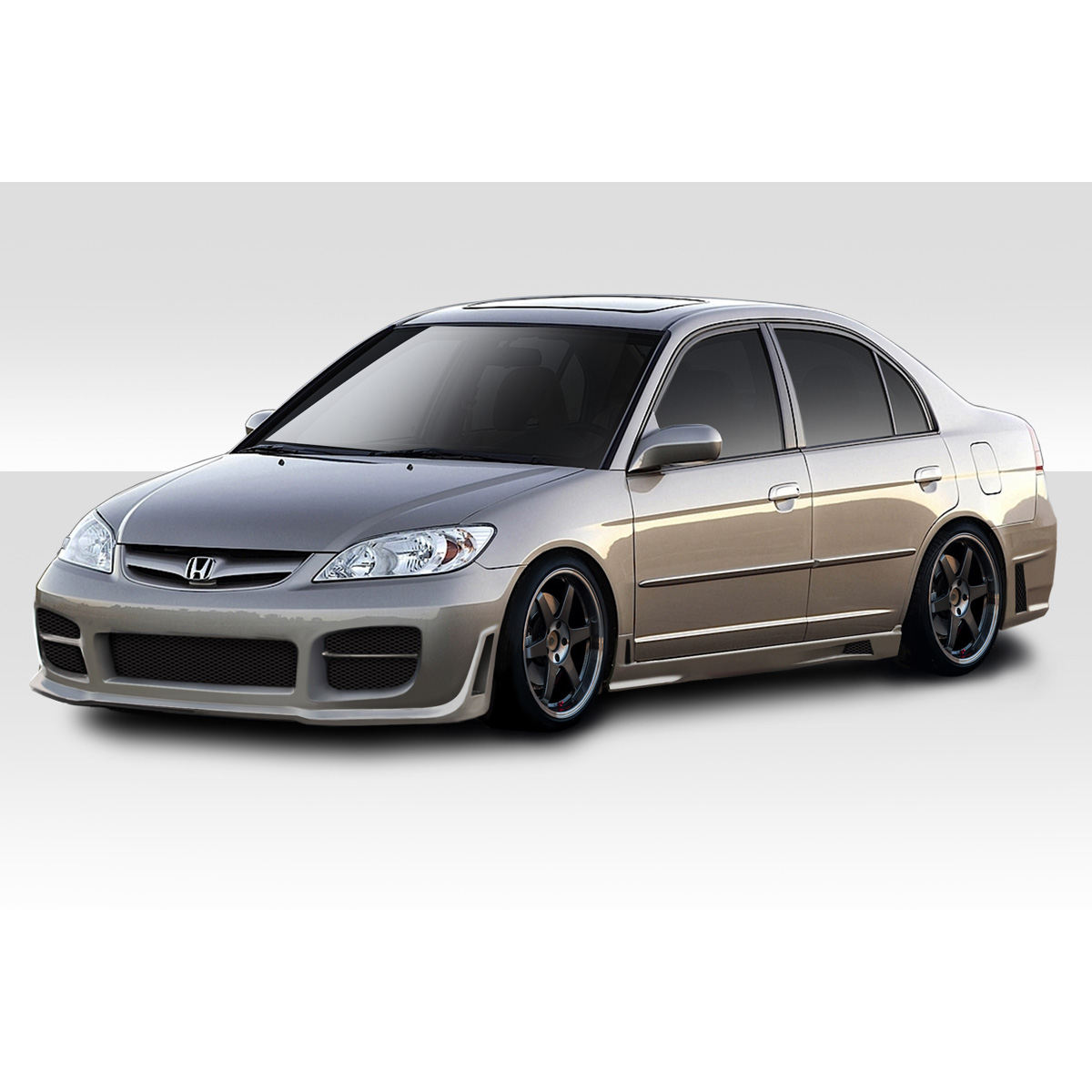 Modify your Honda Civic 2004 with our Exterior/Complete Body Kits - Image shows vehicle at a three quarter angle