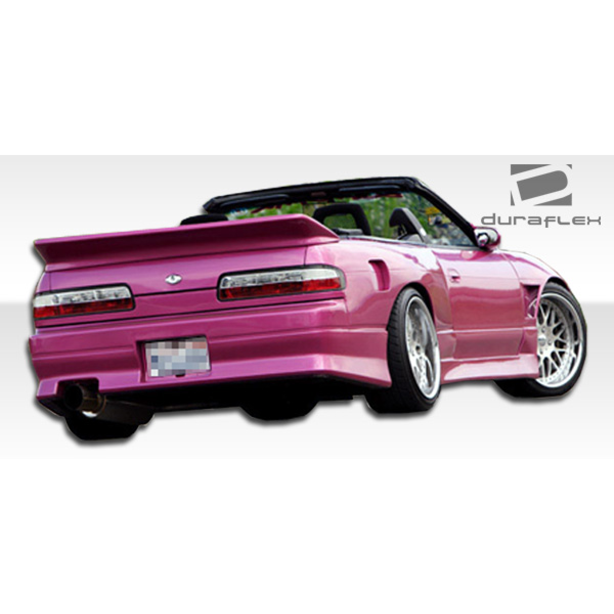 Modify your Nissan 240SX 1989 with our Exterior/Complete Body Kits - Rear angle view of a pink Nissan 240SX